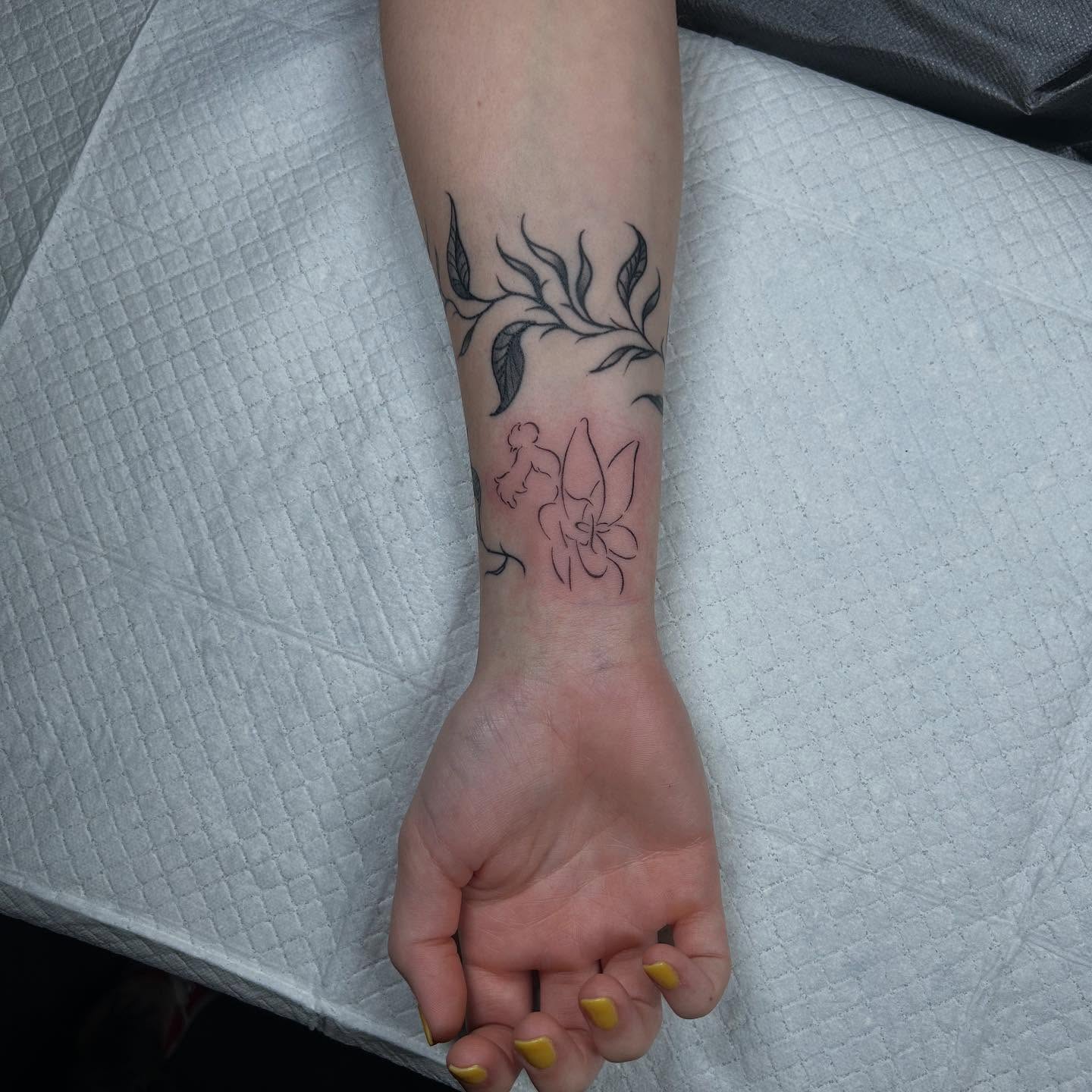 Flower and leaves black and grey tattoo on the forearm by ✨ Jess ✨, Moncks Corner, South Carolina