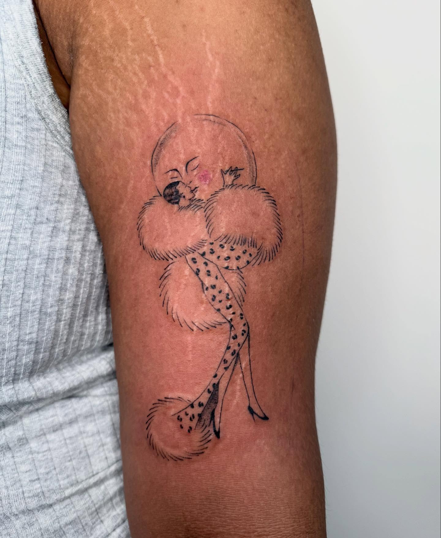 Fluffy dog black and grey tattoo on the forearm by 🗡Addie Kat🗡
