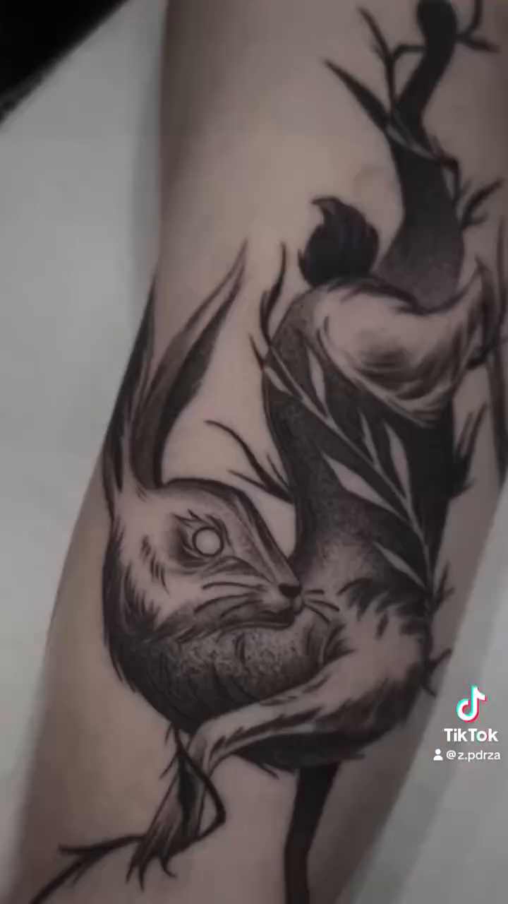 Creature with branches dark realism tattoo by Z.