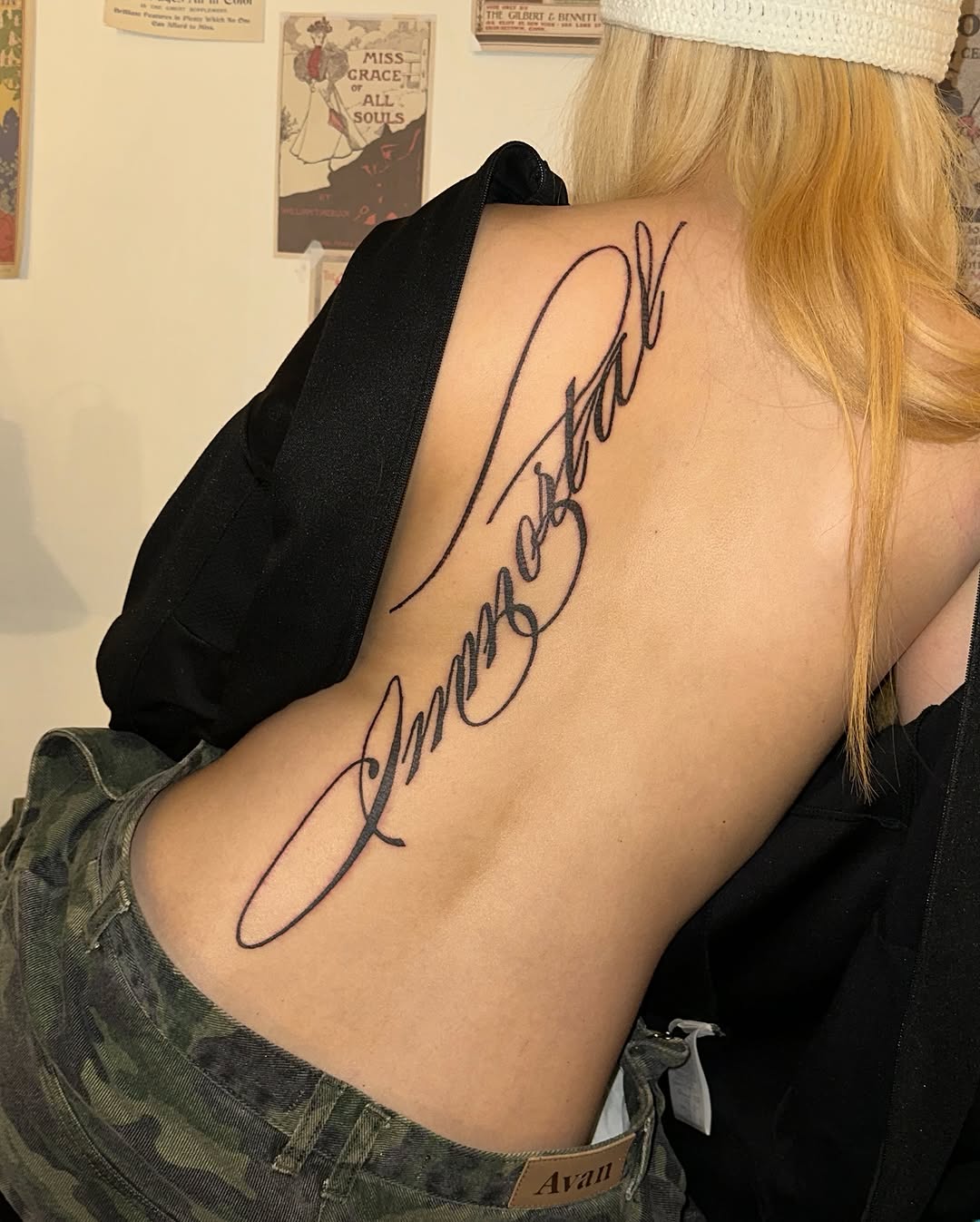 Script lettering 'Immortal' lettering tattoo by eyeball