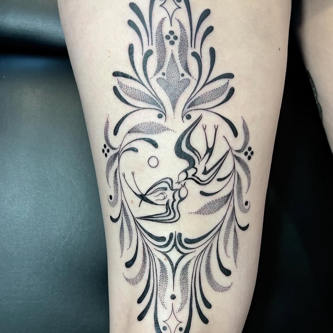 Tattoo by @hiddenheart_tattoo — dotwork, ornamental