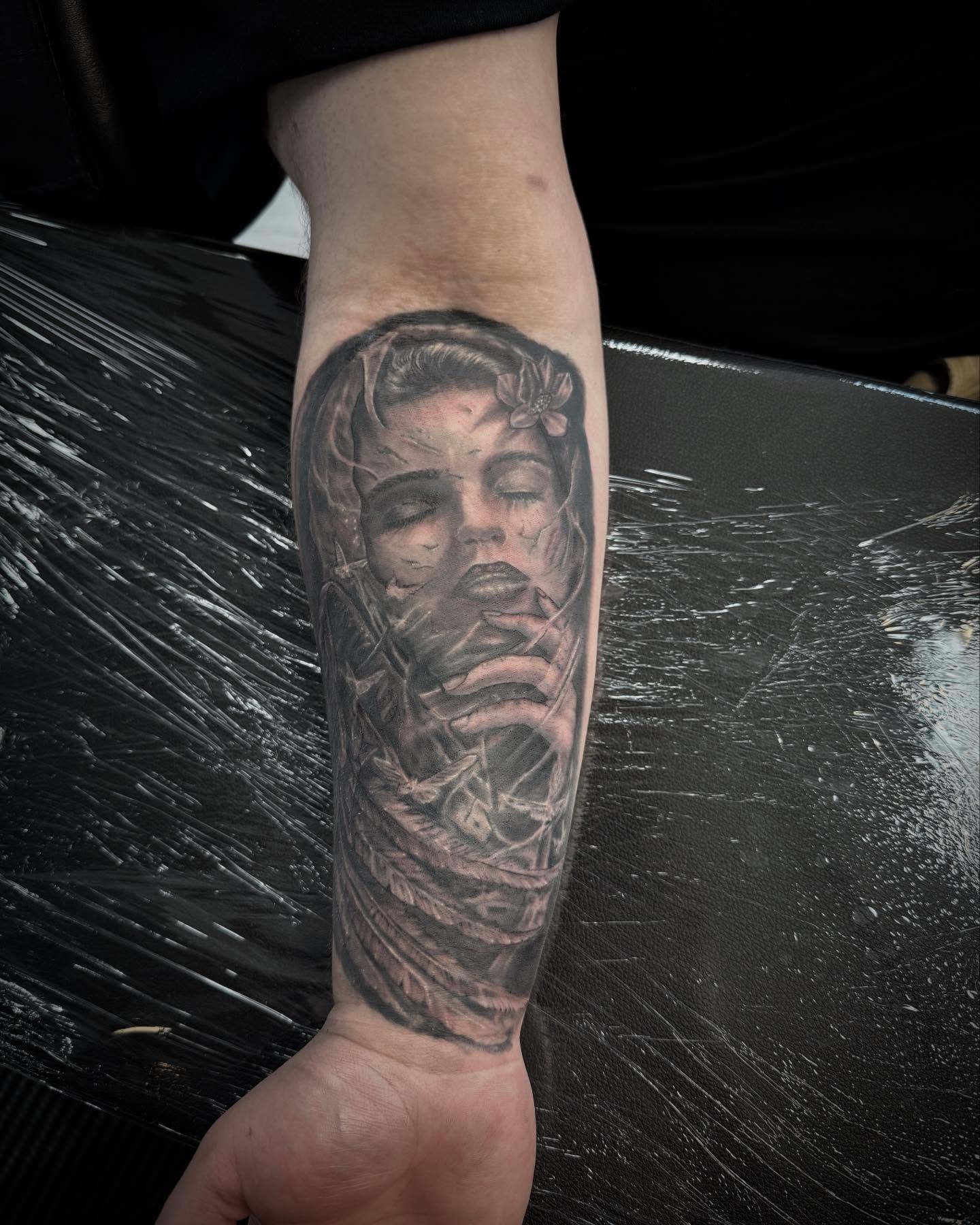 Tattoo by @noochtattoos — black_and_grey, realism