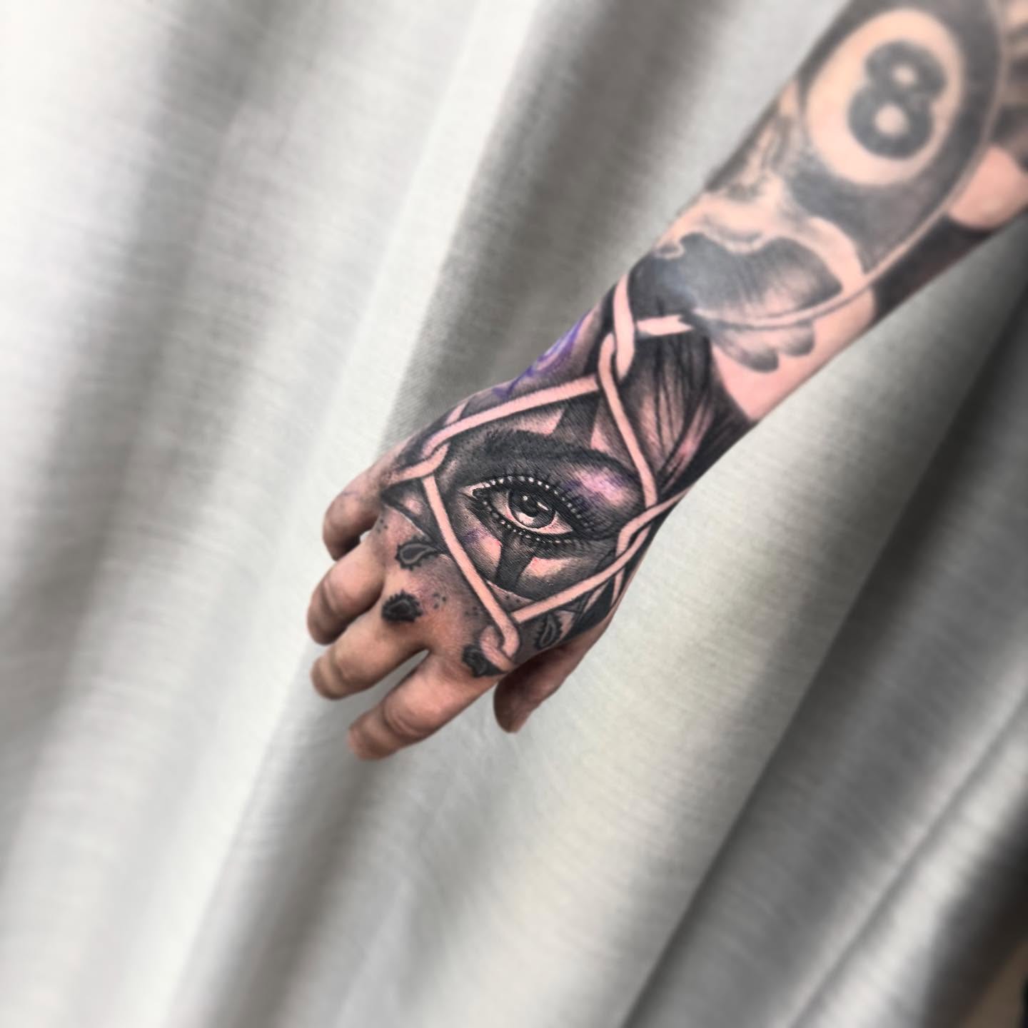 Tattoo by @thezaptrap — black_and_grey, geometric