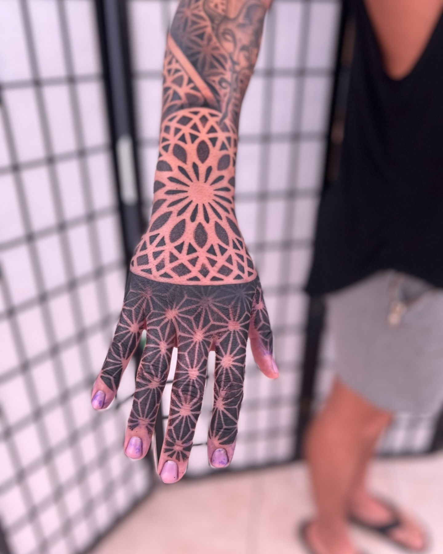 Geometric pattern geometric tattoo on the hand by Paul Schnell