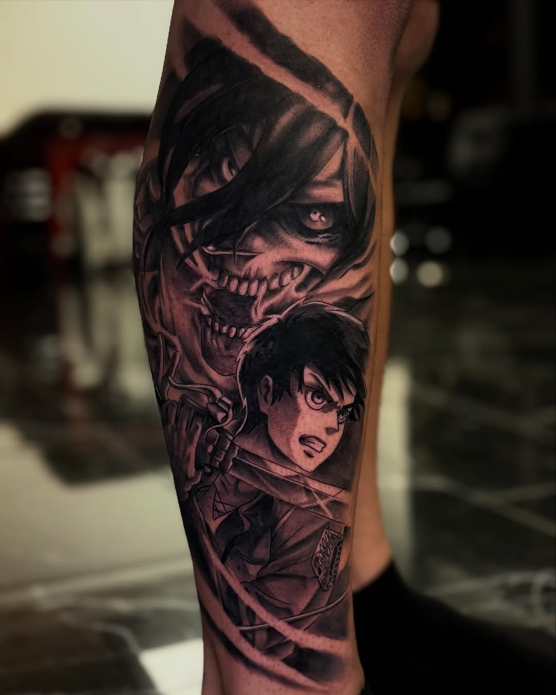 Attack on Titan characters anime tattoo on the forearm by Danny Aceves ✨ San Diego tattoo artist