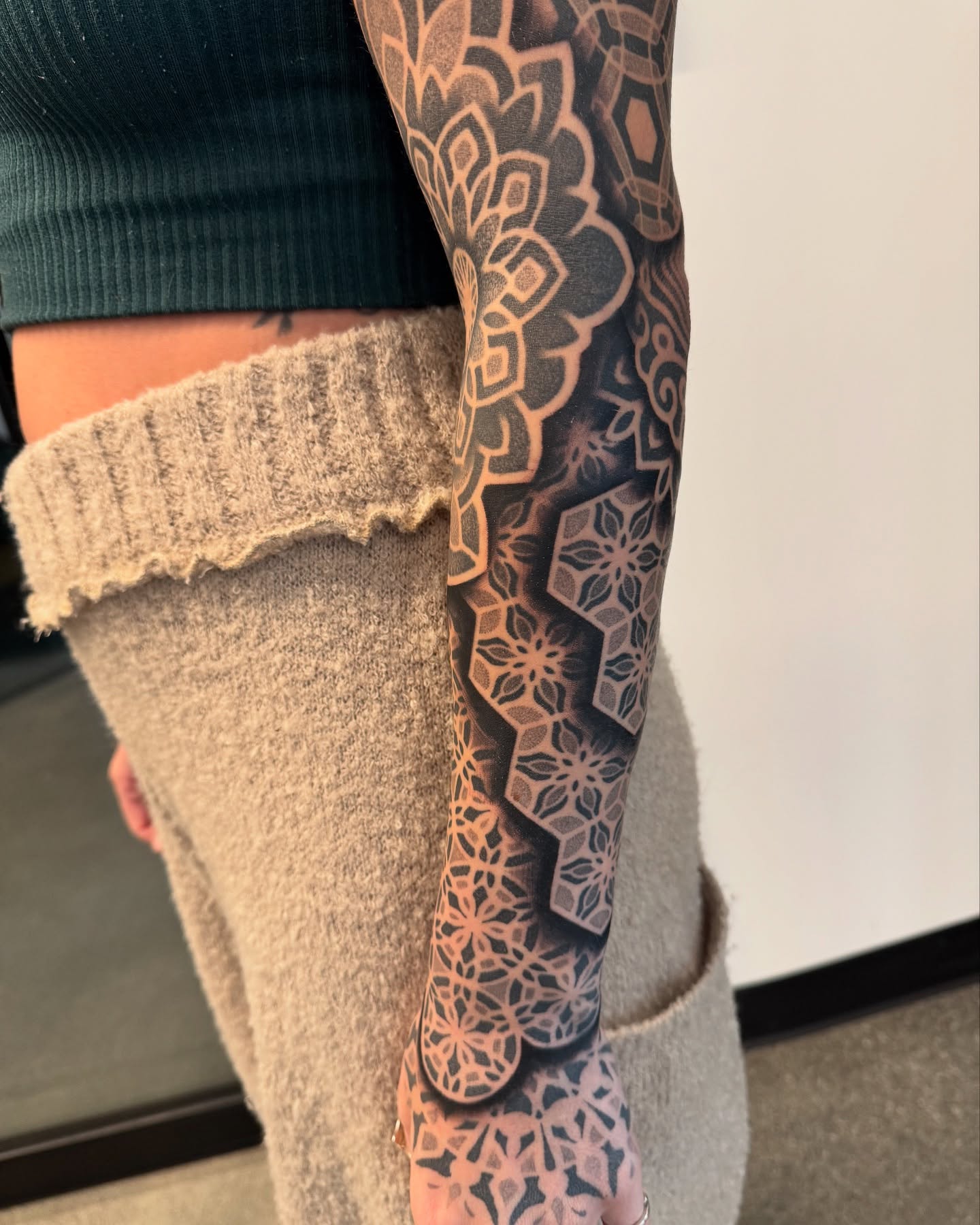 Geometric pattern geometric tattoo on the forearm by Christofer Irvin