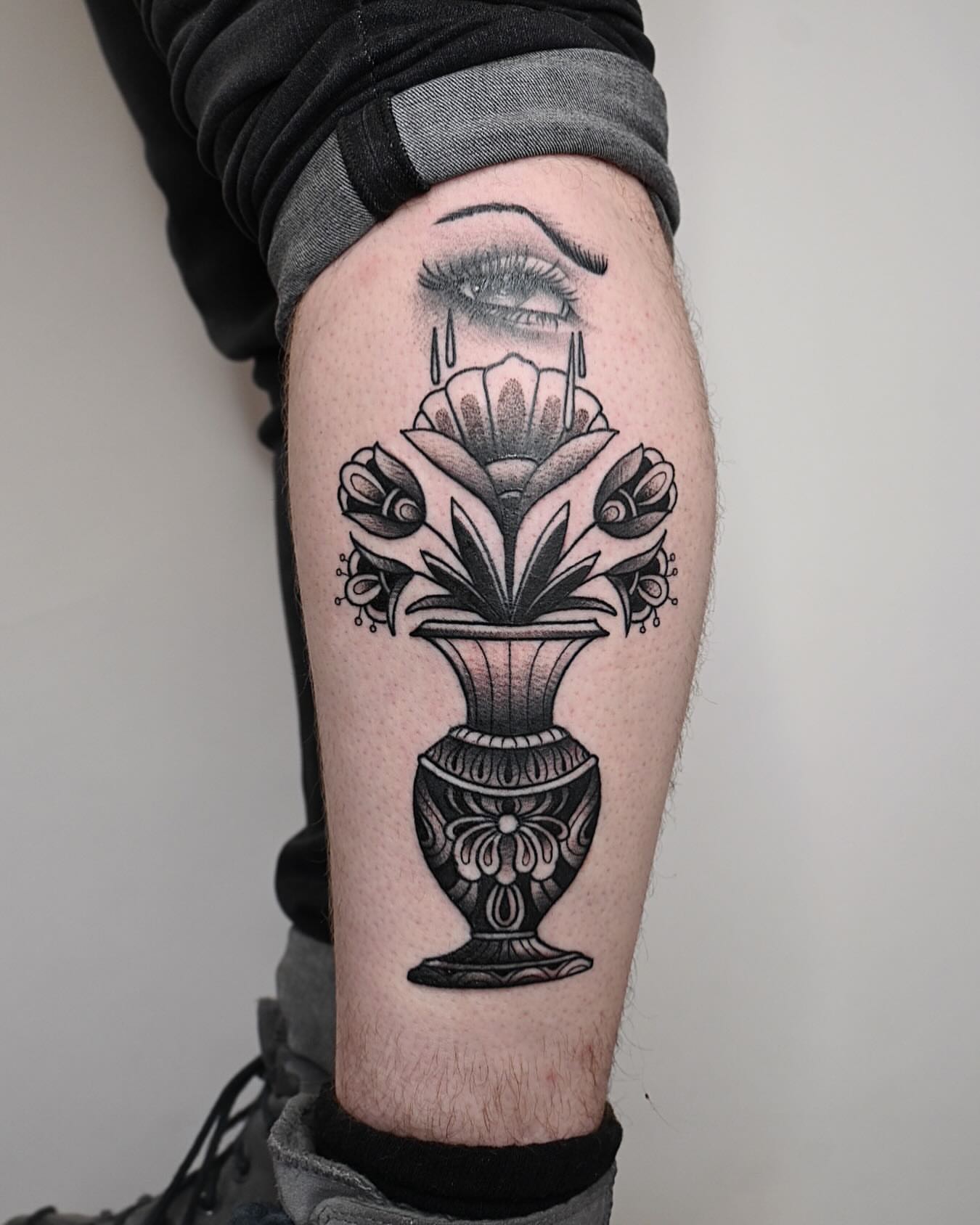 Tattoo by @dolphintattoos — black_and_grey
