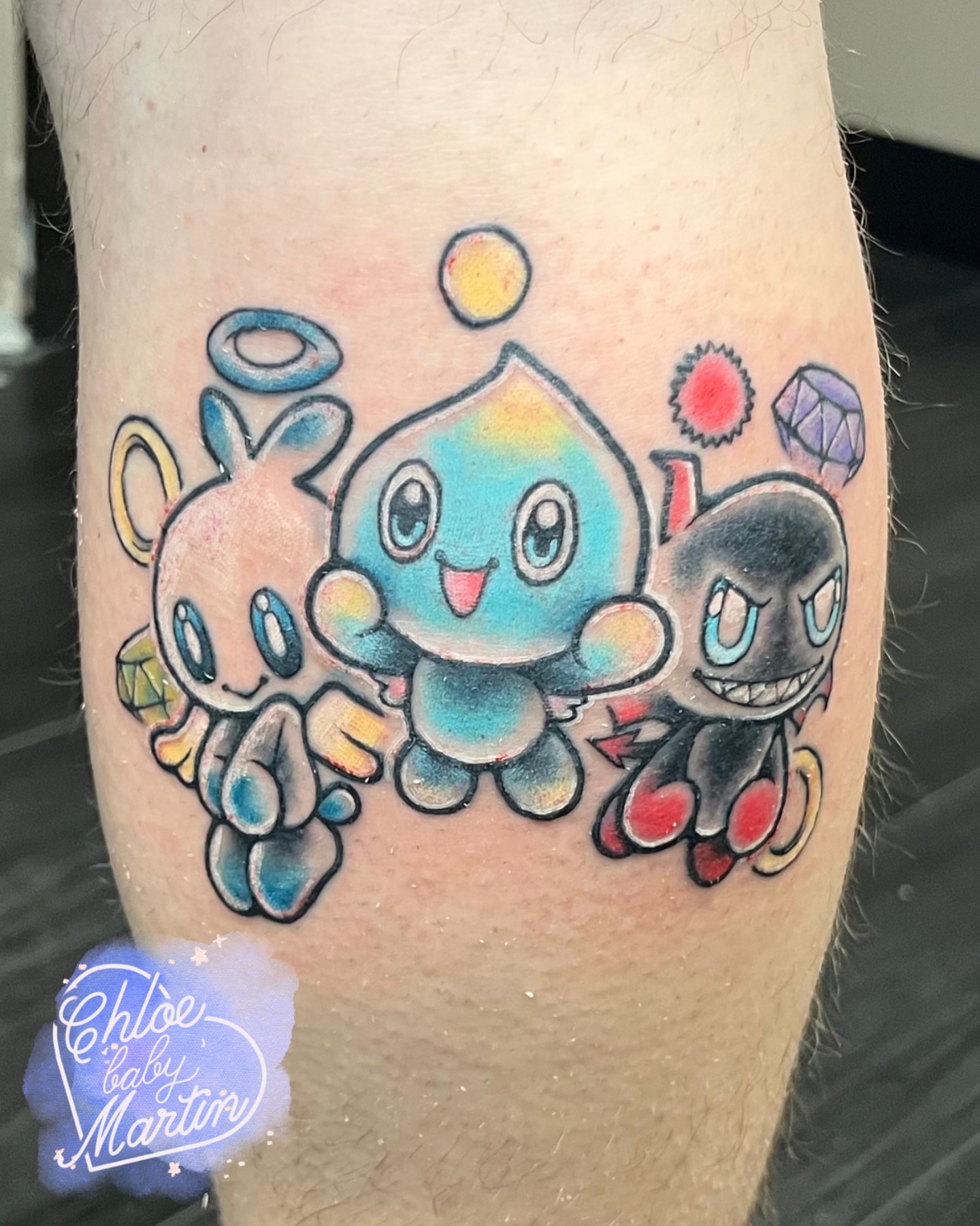 Three cute characters new school tattoo on the forearm by Chloe ‘baby’ Martin