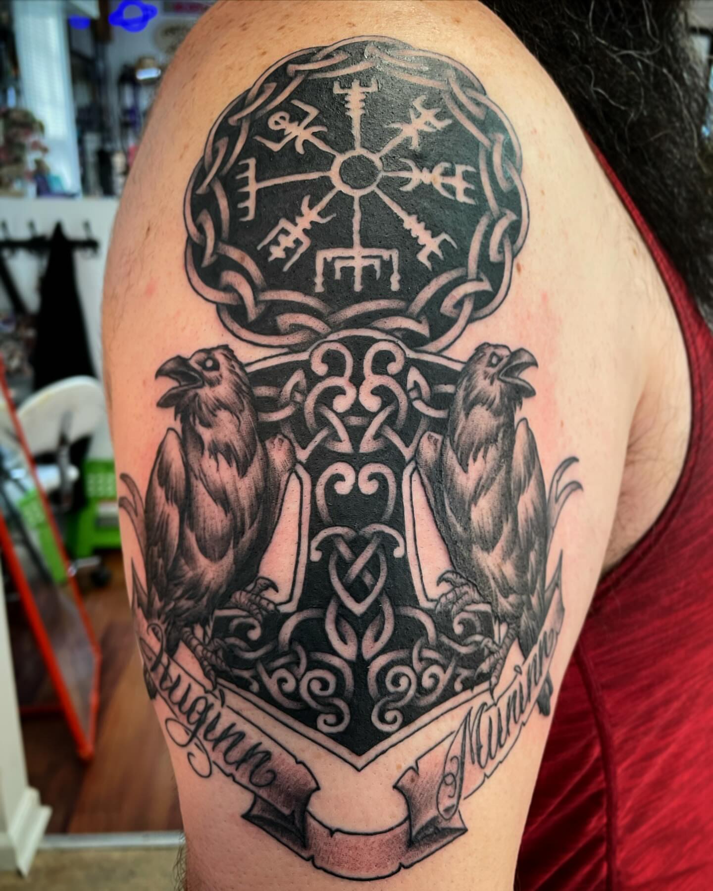 Tattoo by @wizardspits — black_and_grey