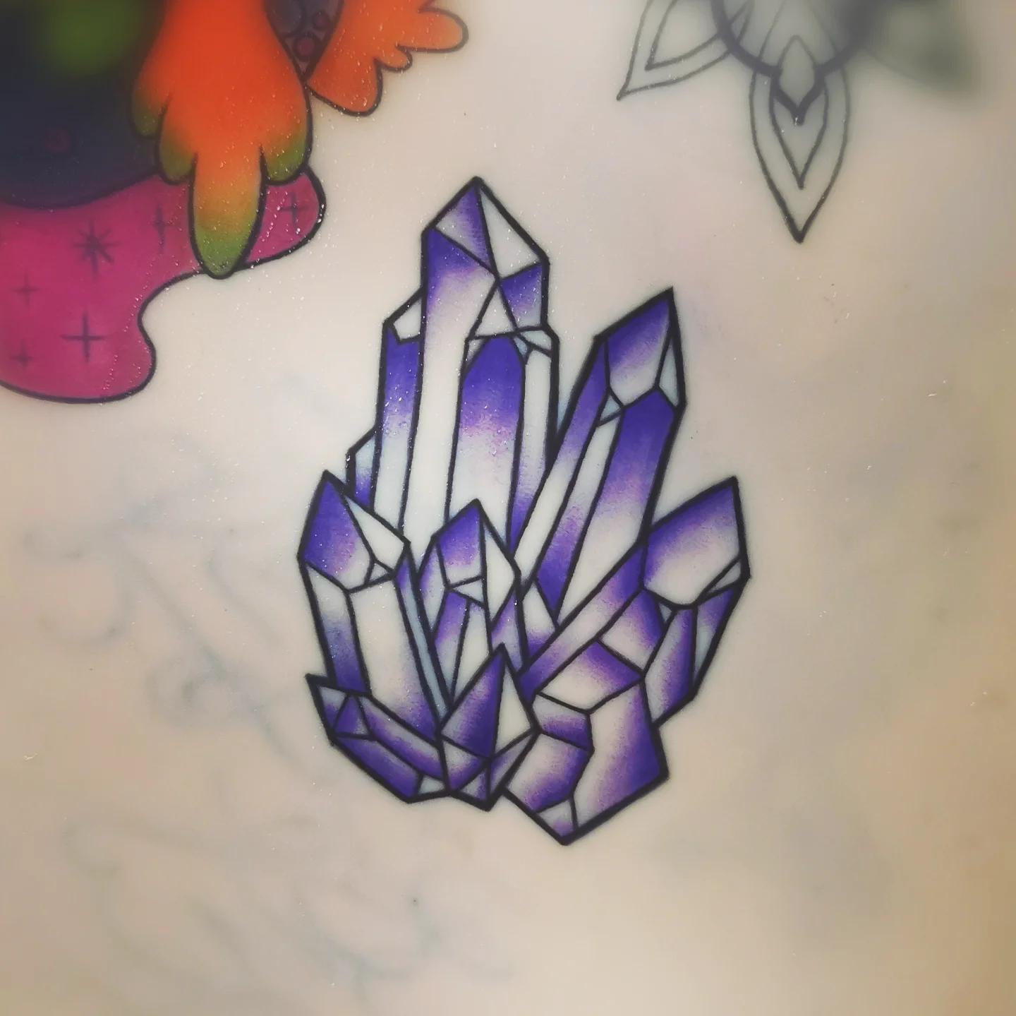 Crystal cluster geometric tattoo by Ink of Winchester