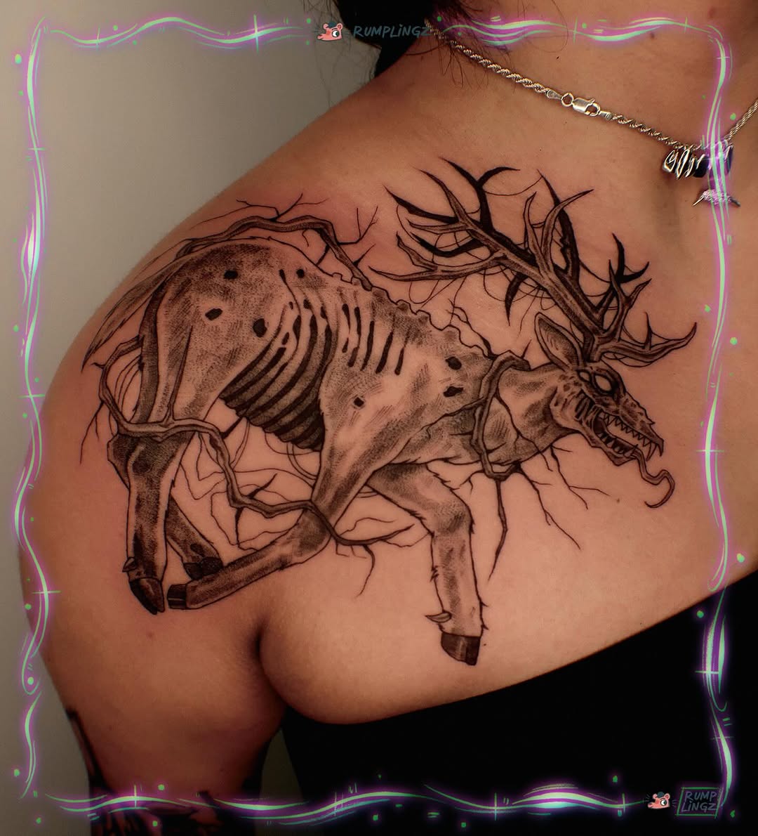 Tattoo by @rumplingz โ dark_realism, blackwork