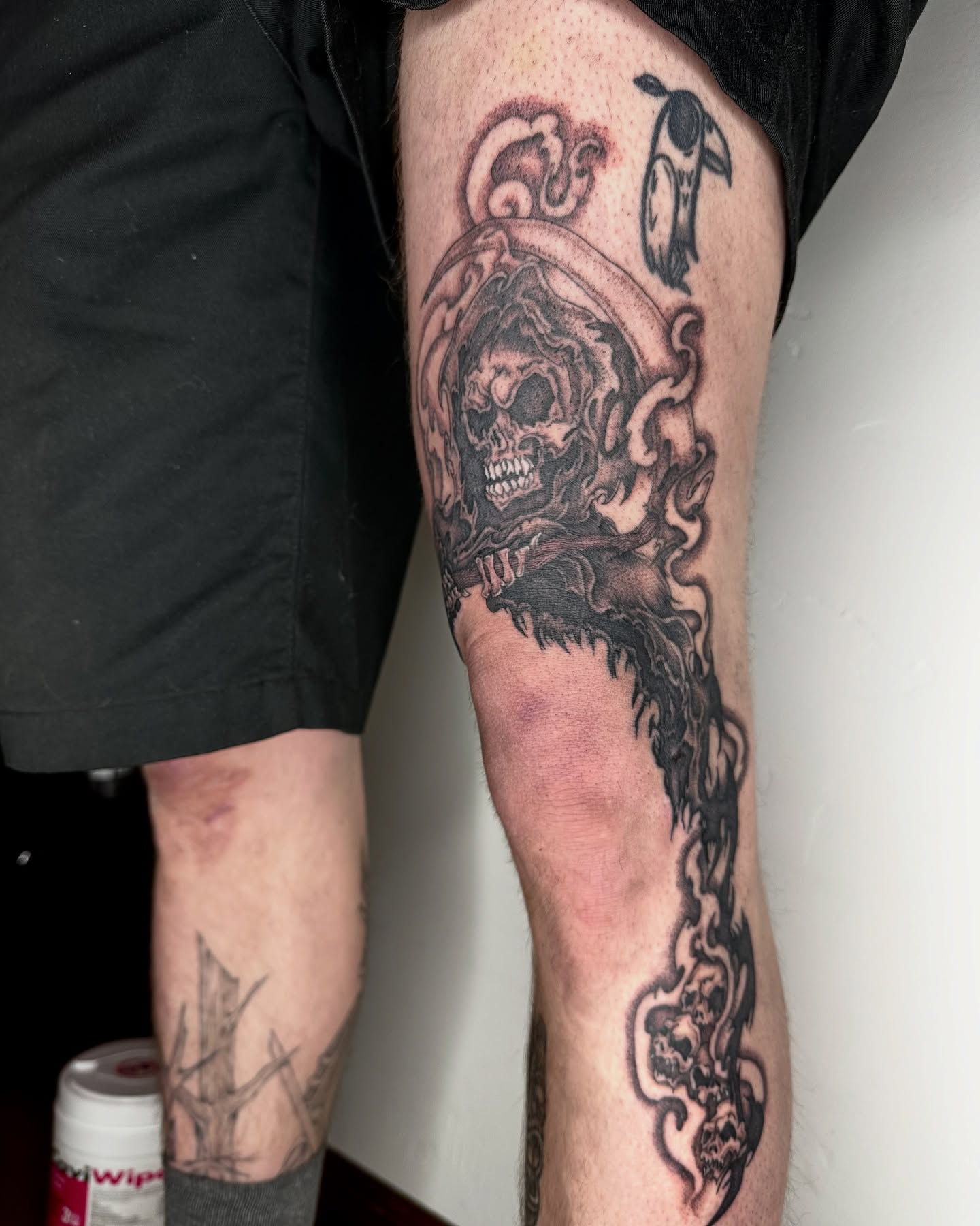 Tattoo by @madonna_the_slut — black_and_grey, dark_realism