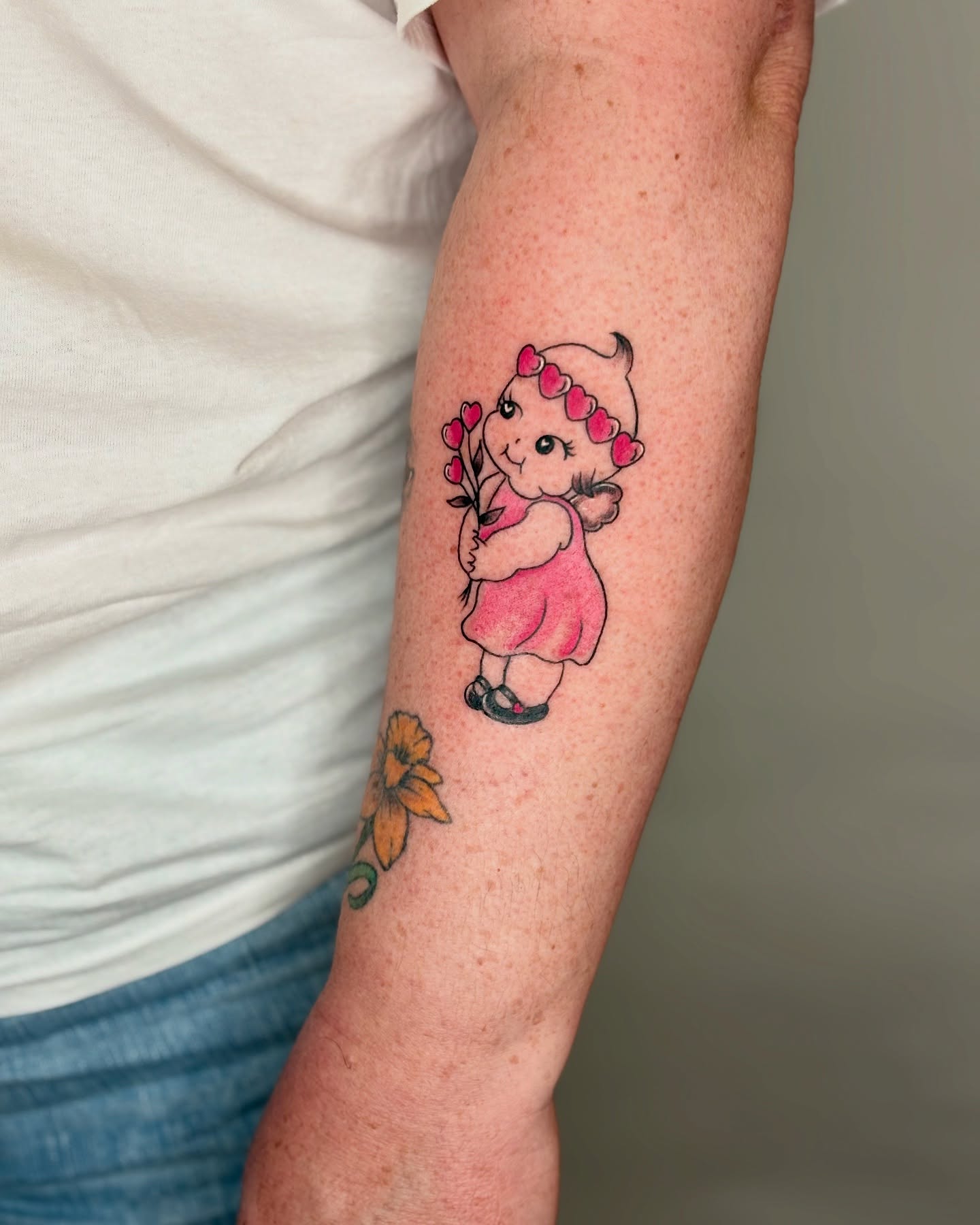 Bunny with flowers illustrative tattoo on the forearm by ✨Dani Jackson✨, New Orleans, Louisiana