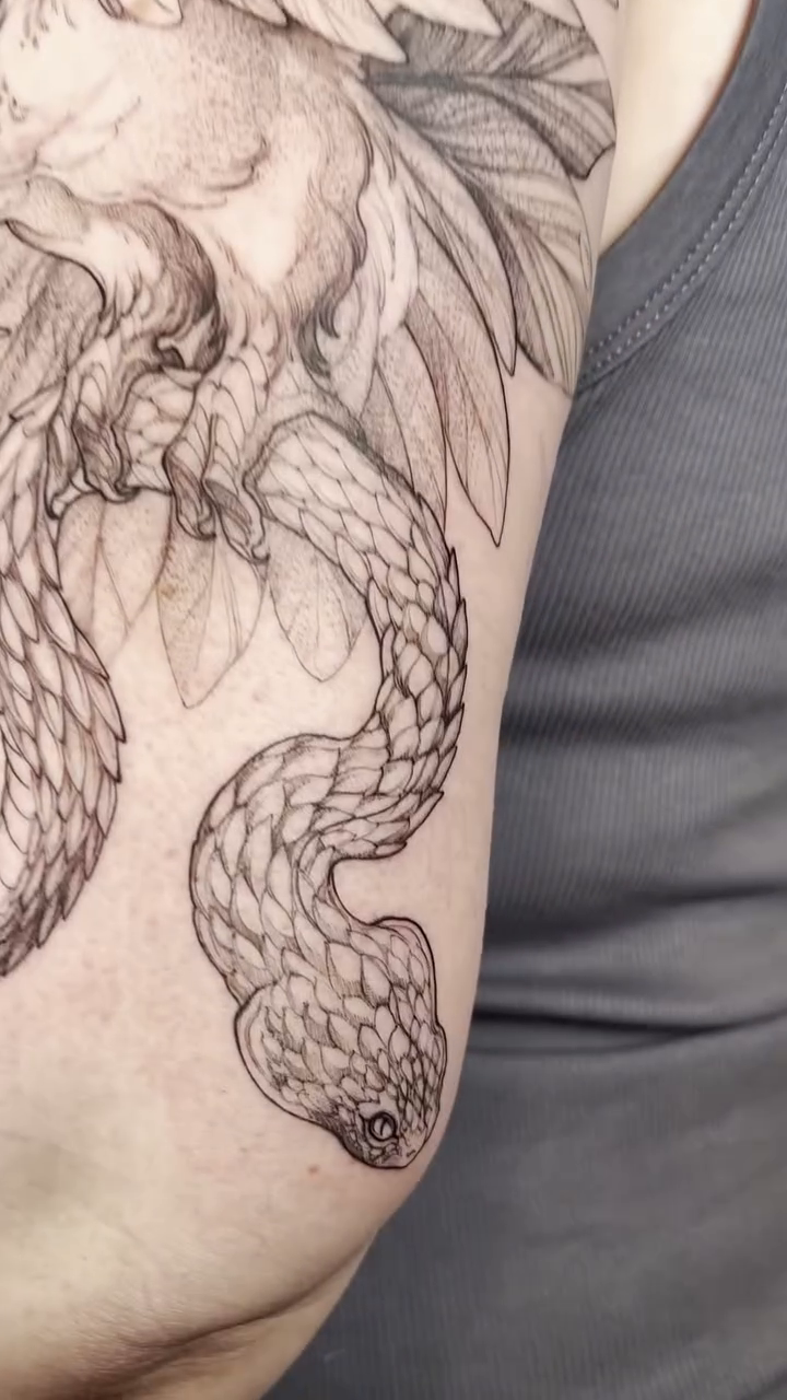 Dragon and phoenix realism tattoo by vaprol tattoo ✧ Boston