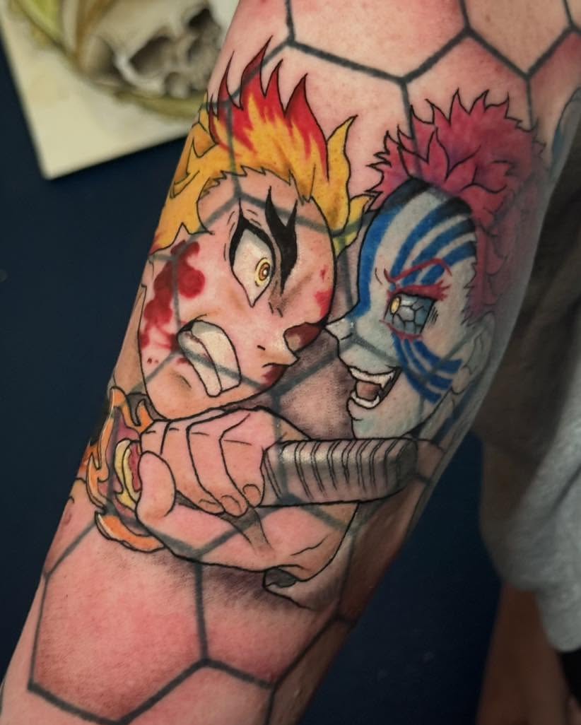 Tattoo by @tattoosbybradi — anime, dotwork