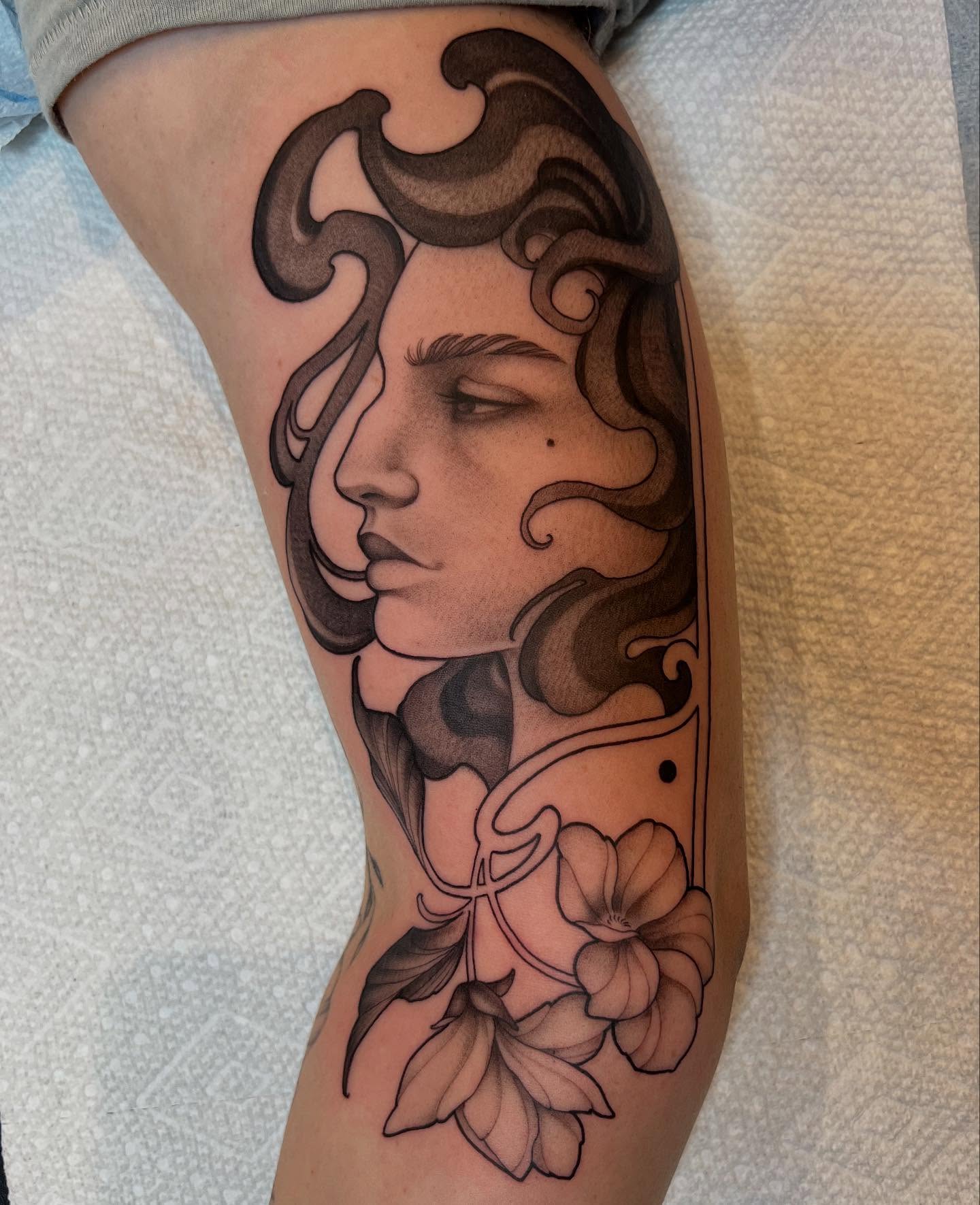 Tattoo by @ohmydarlingtattoos — black_and_grey, realism