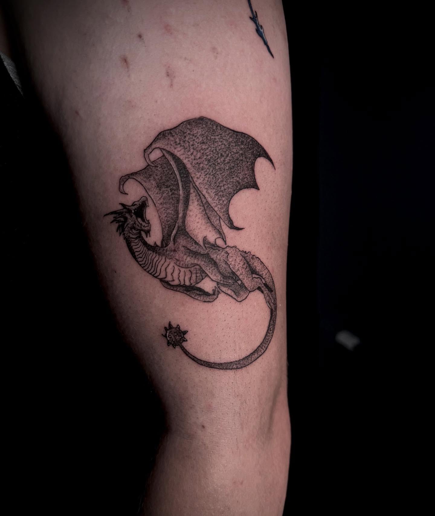 Tattoo by @oneinkedangel — dotwork