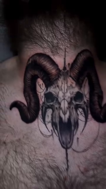 Ram skull dark realism tattoo by Ian Vanderwerff