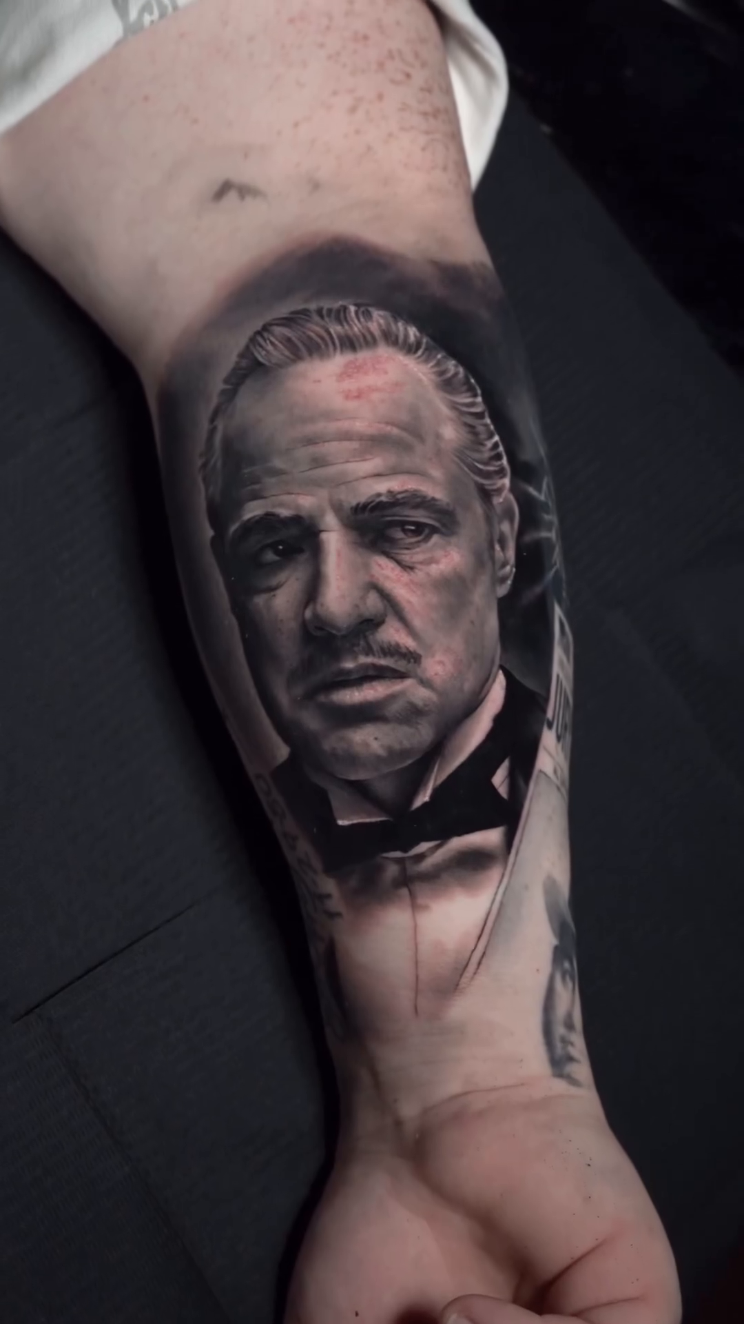Marlon Brando as The Godfather realism tattoo by 𝒁𝒂𝒌 𝑷𝒆𝒓𝒓𝒚