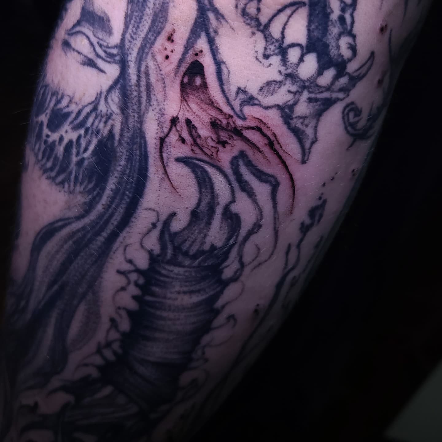 Tattoo by @boxofguts — black_and_grey