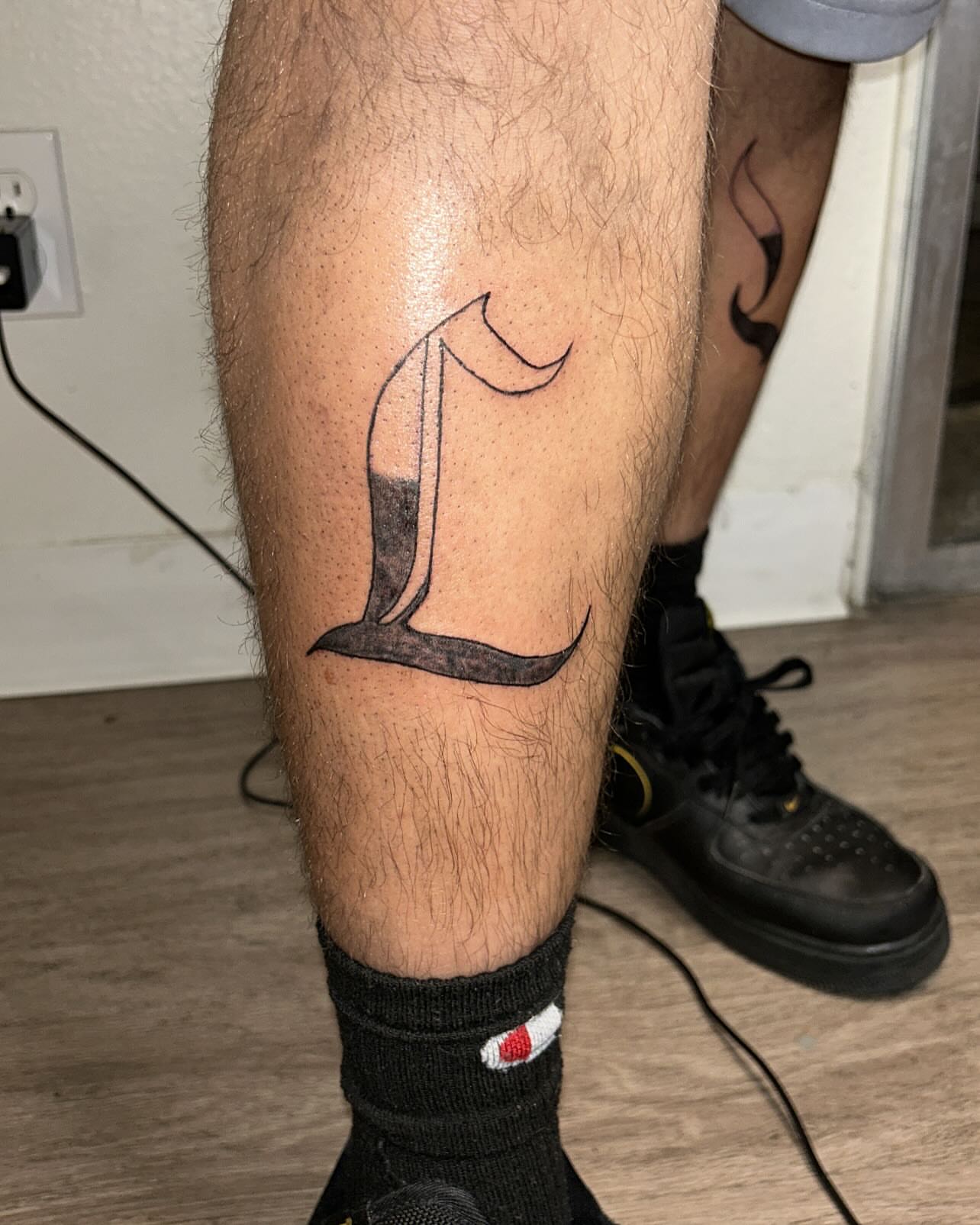Sailboat black and grey tattoo on the leg by 702tattoo💉🩸