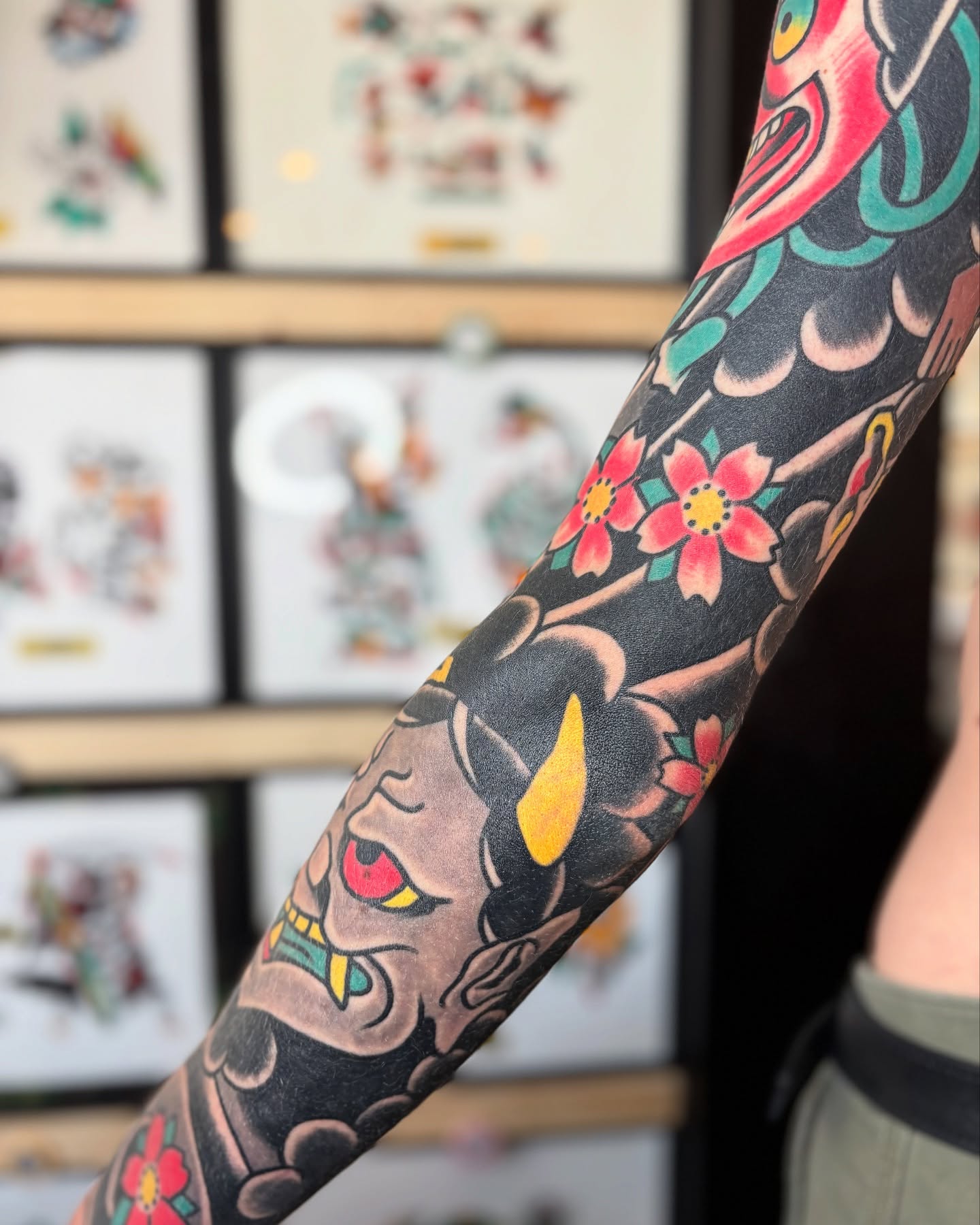 Japanese irezumi American traditional tattoo on the forearm by Like A Horse Corral
