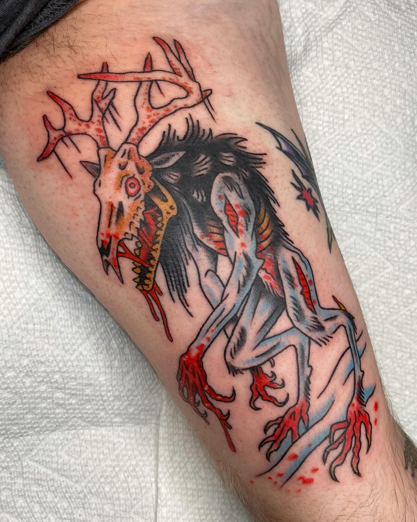 Tattoo by @morgana.sutherland — american_traditional, dark_realism