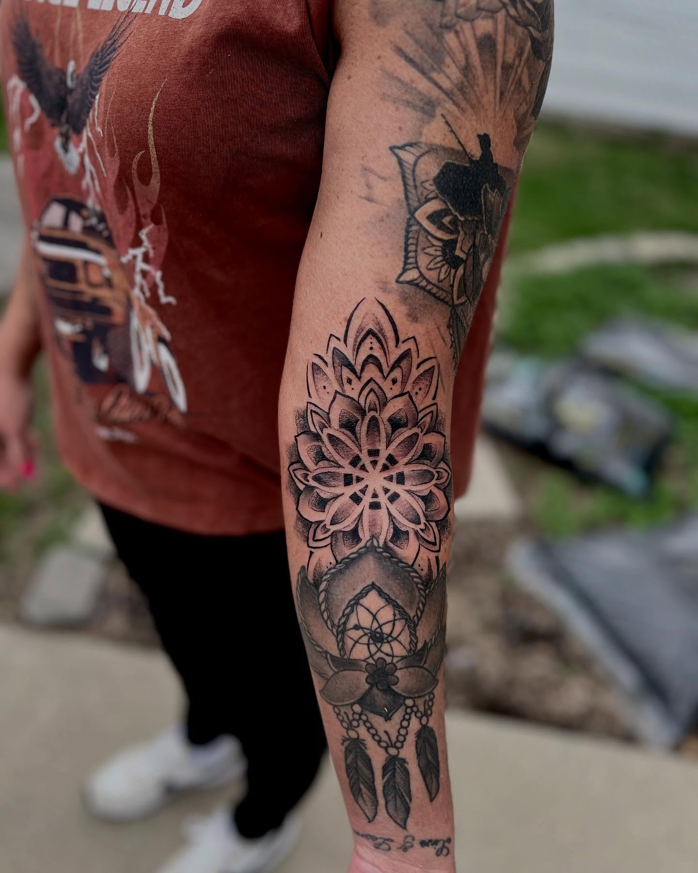 Tattoo by @andrewwatkinstattoos — dotwork, geometric