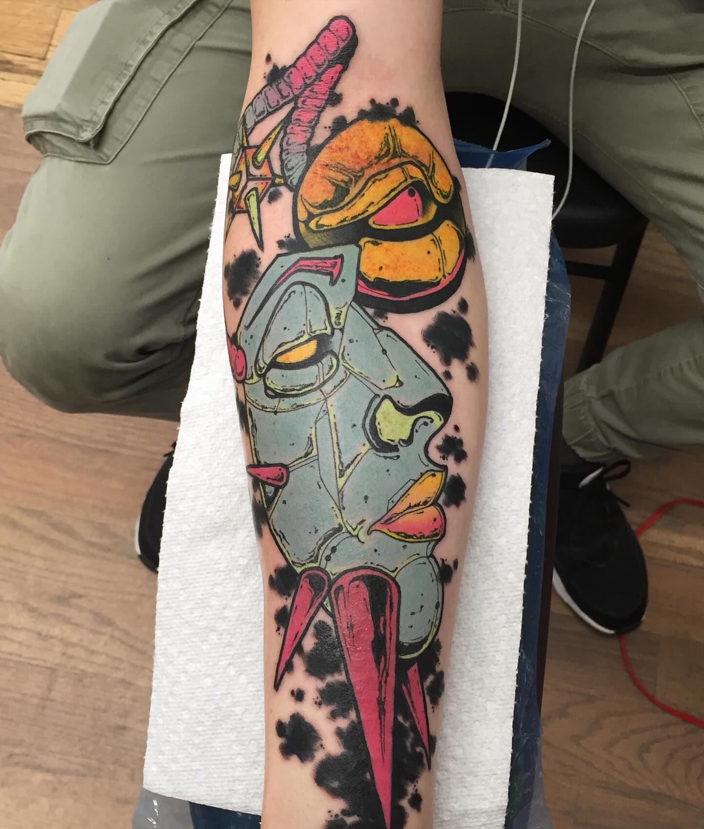 Robot new school tattoo on the forearm by Ghost Ham Tattoos
