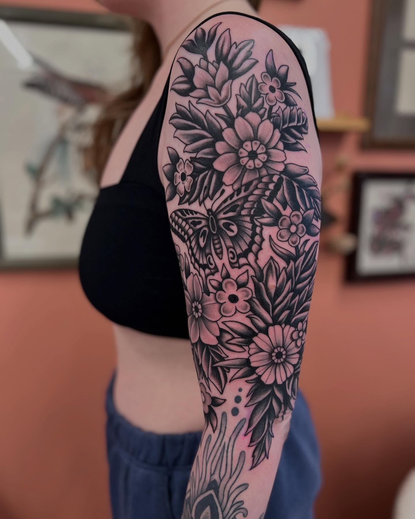 Tattoo by @brookeesutter — black_and_grey, dotwork