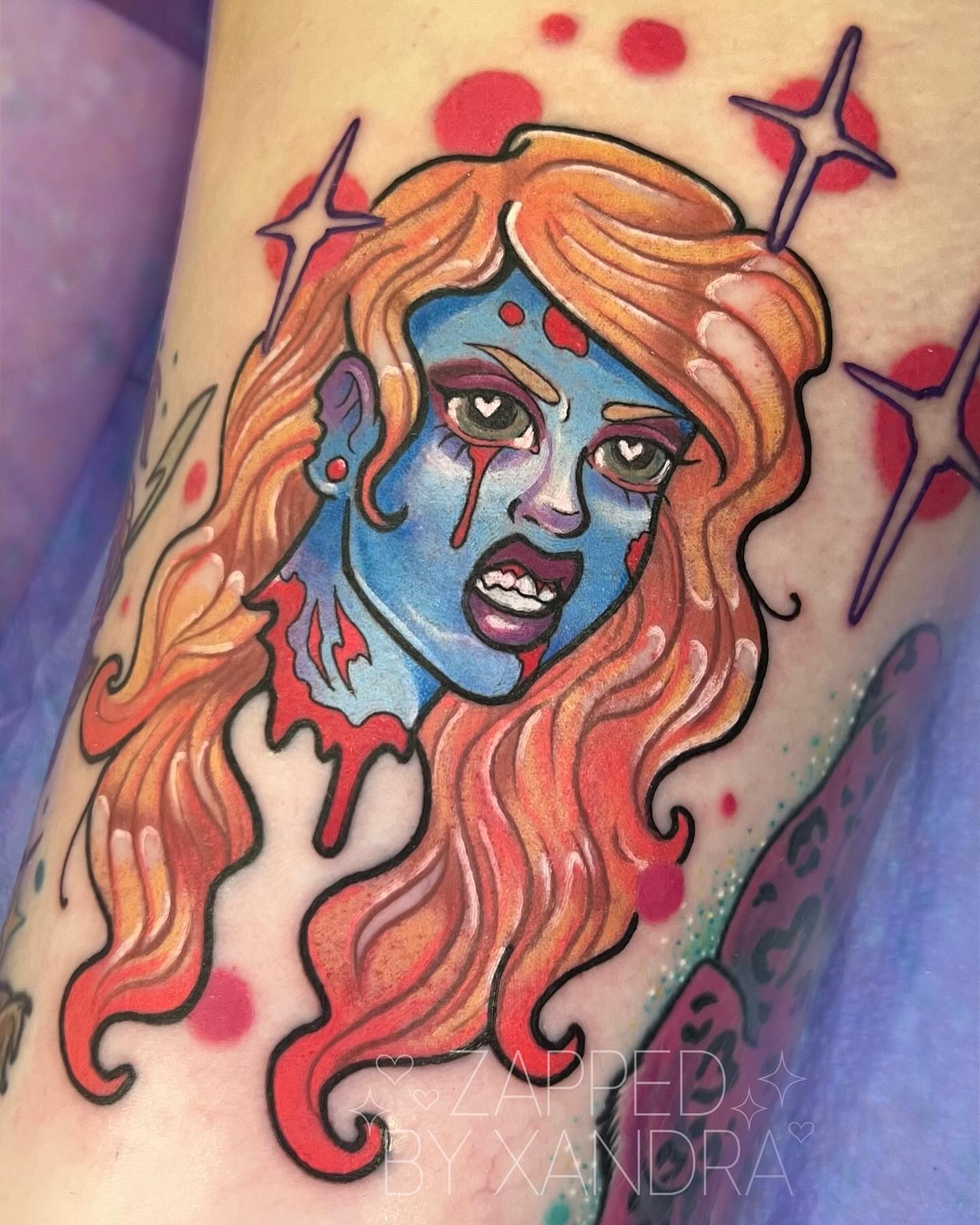 Zombie woman American traditional tattoo on the forearm by ๐๐ข๐ฏ๐ฅ๐ณ๐ข