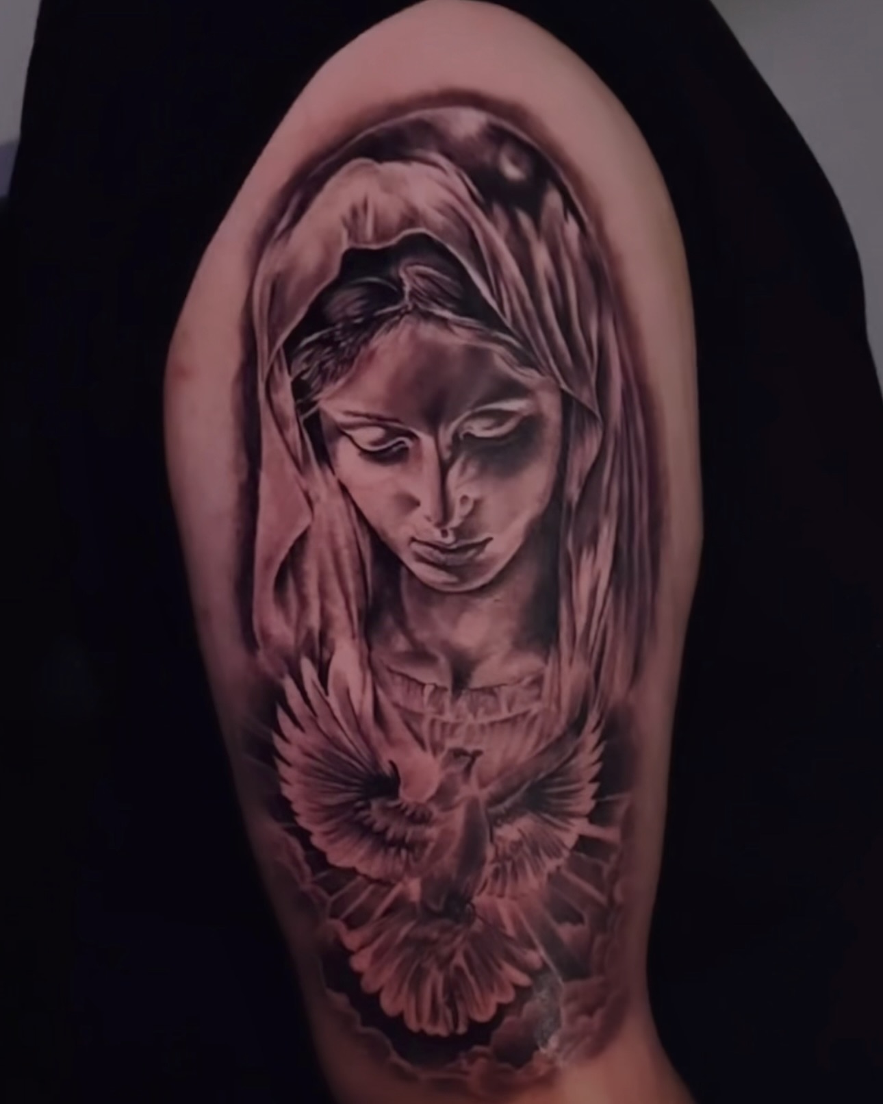 Angelic woman realism tattoo on the forearm by Erick @ AZTEC_TATT