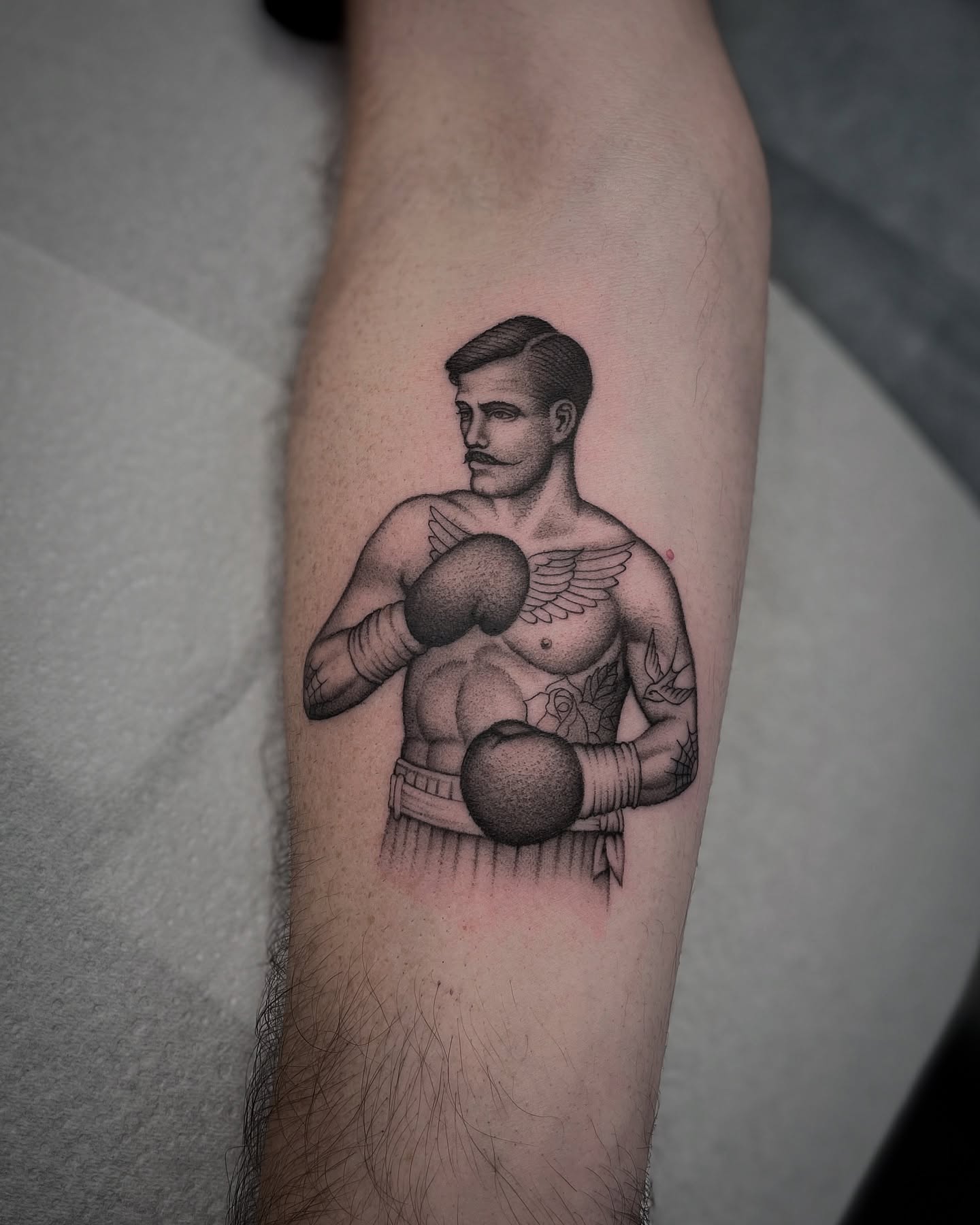 Tattoo by @bradtattoos_ — black_and_grey