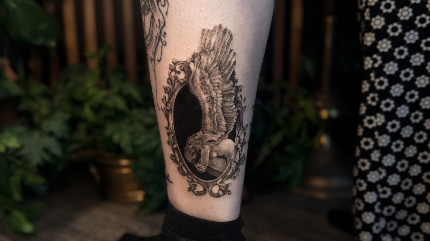 Tattoo by @mourning.tattoos — black_and_grey