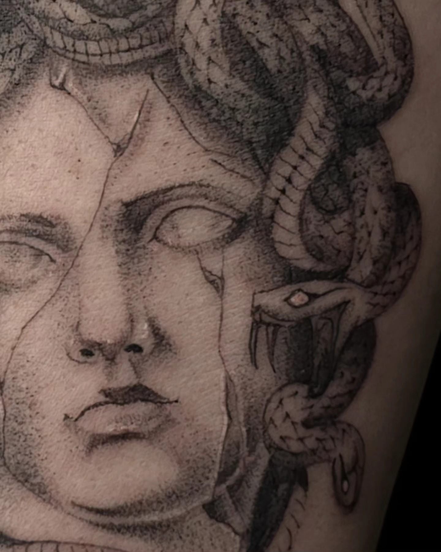 Medusa realism tattoo on the forearm by Viktoriia ▪︎ Tattoo ▪︎ Chicago ▪︎ Naperville