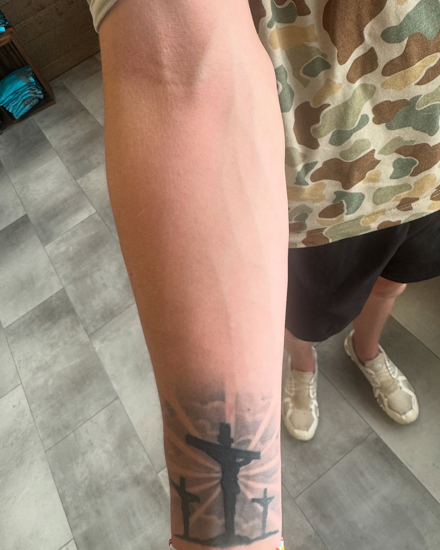 Crosses black and grey tattoo on the forearm by Paul Jack II ⚜️ Tattoo Artist ⚜️Atlanta