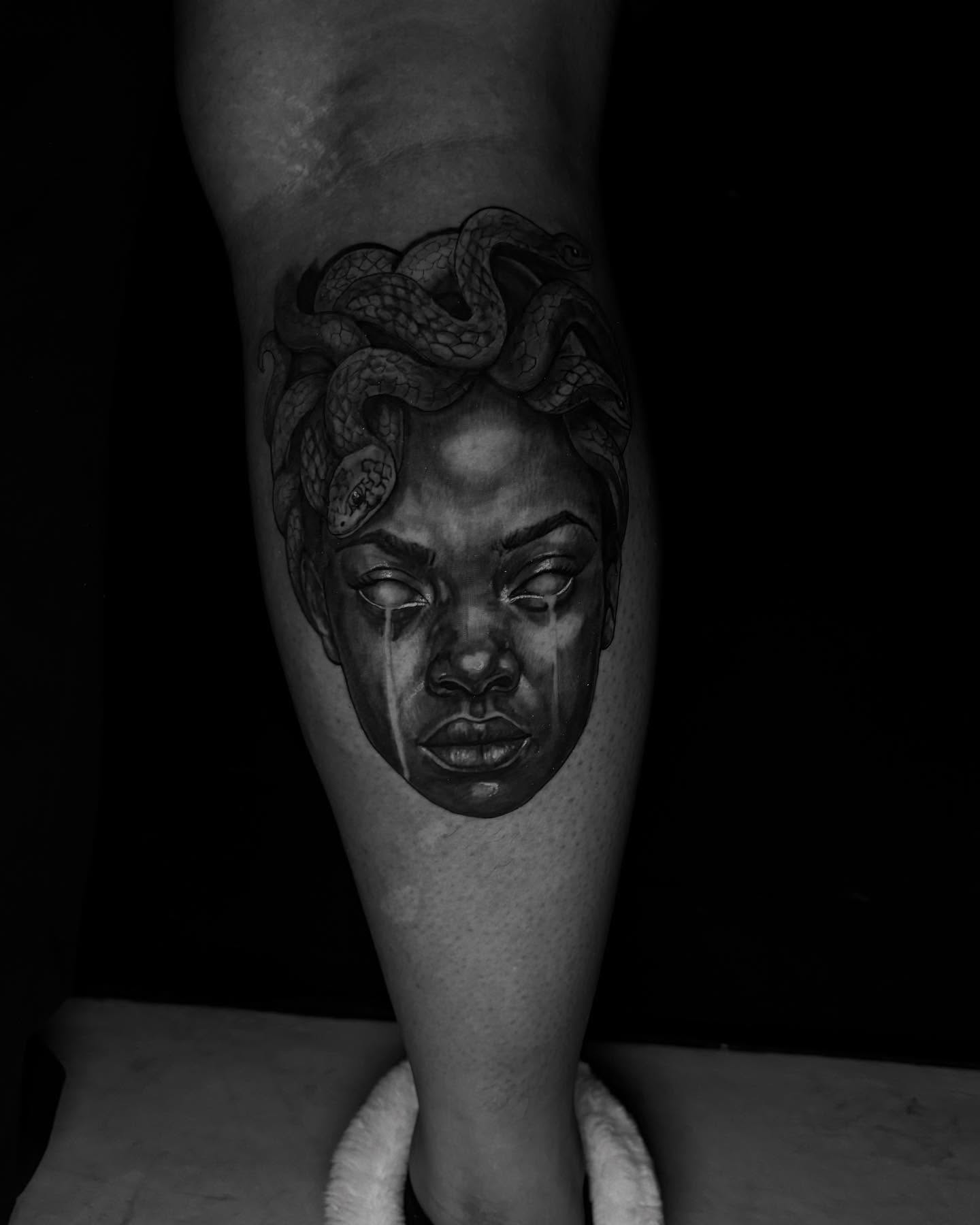 Tattoo by @inkbyisa_ — black_and_grey, realism