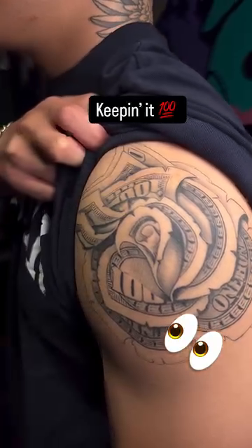 Rose made of money realism tattoo by Abel Ponce