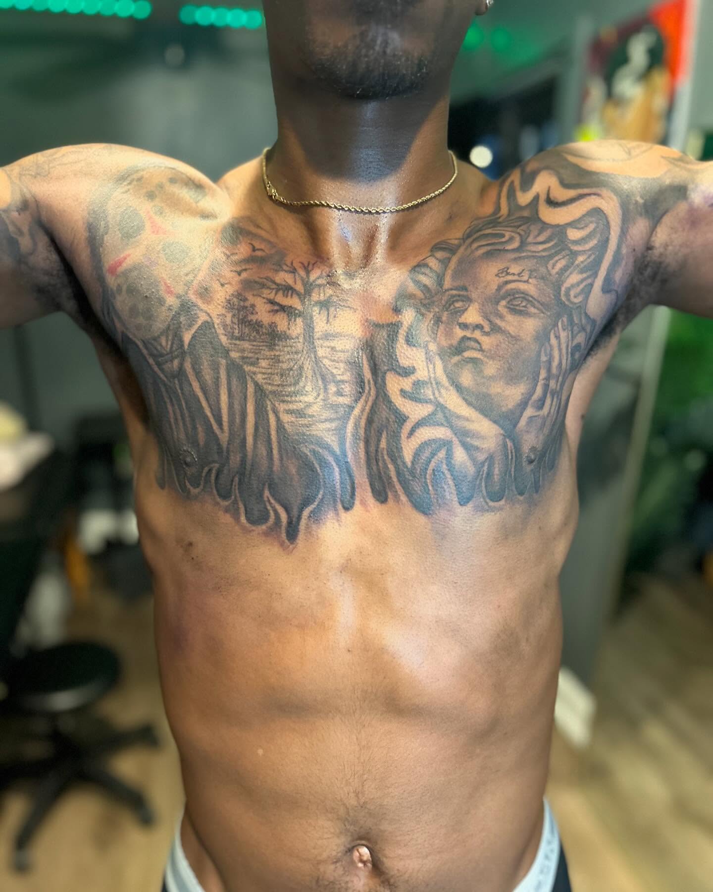 Tattoo by @artbychrisclark — black_and_grey