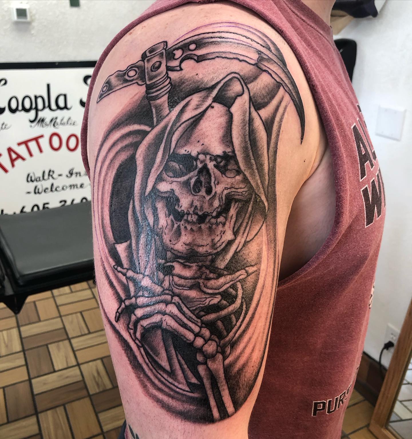 Tattoo by @nathanleib — black_and_grey, realism
