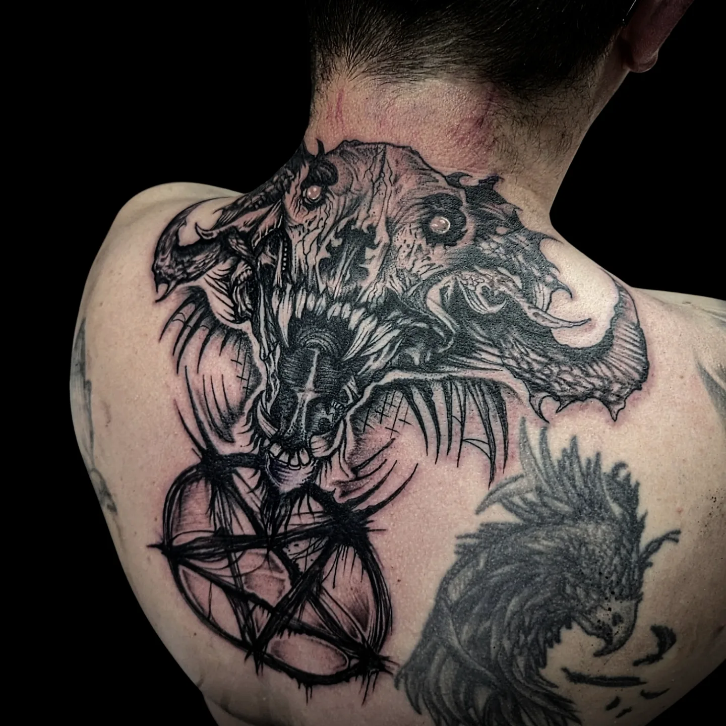Tattoo by @powetattoos — black_and_grey, dark_realism