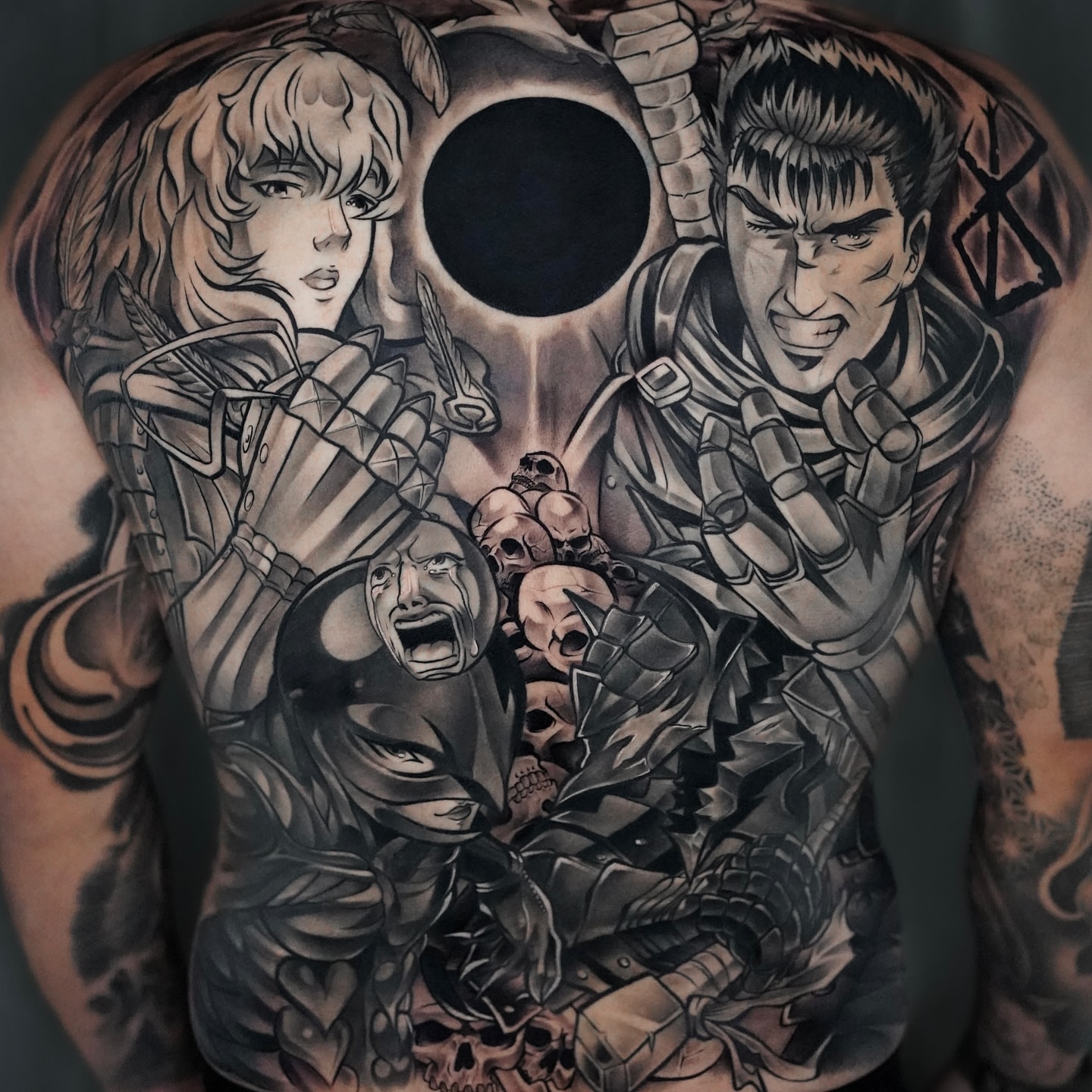 Tattoo by @hideaki.ink — anime, black_and_grey