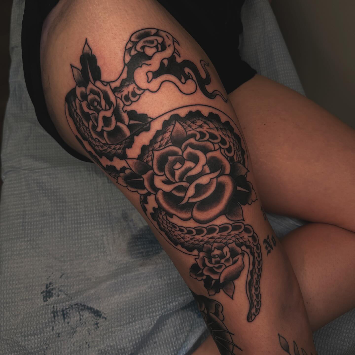 Tattoo by @liztattooer — american_traditional, black_and_grey