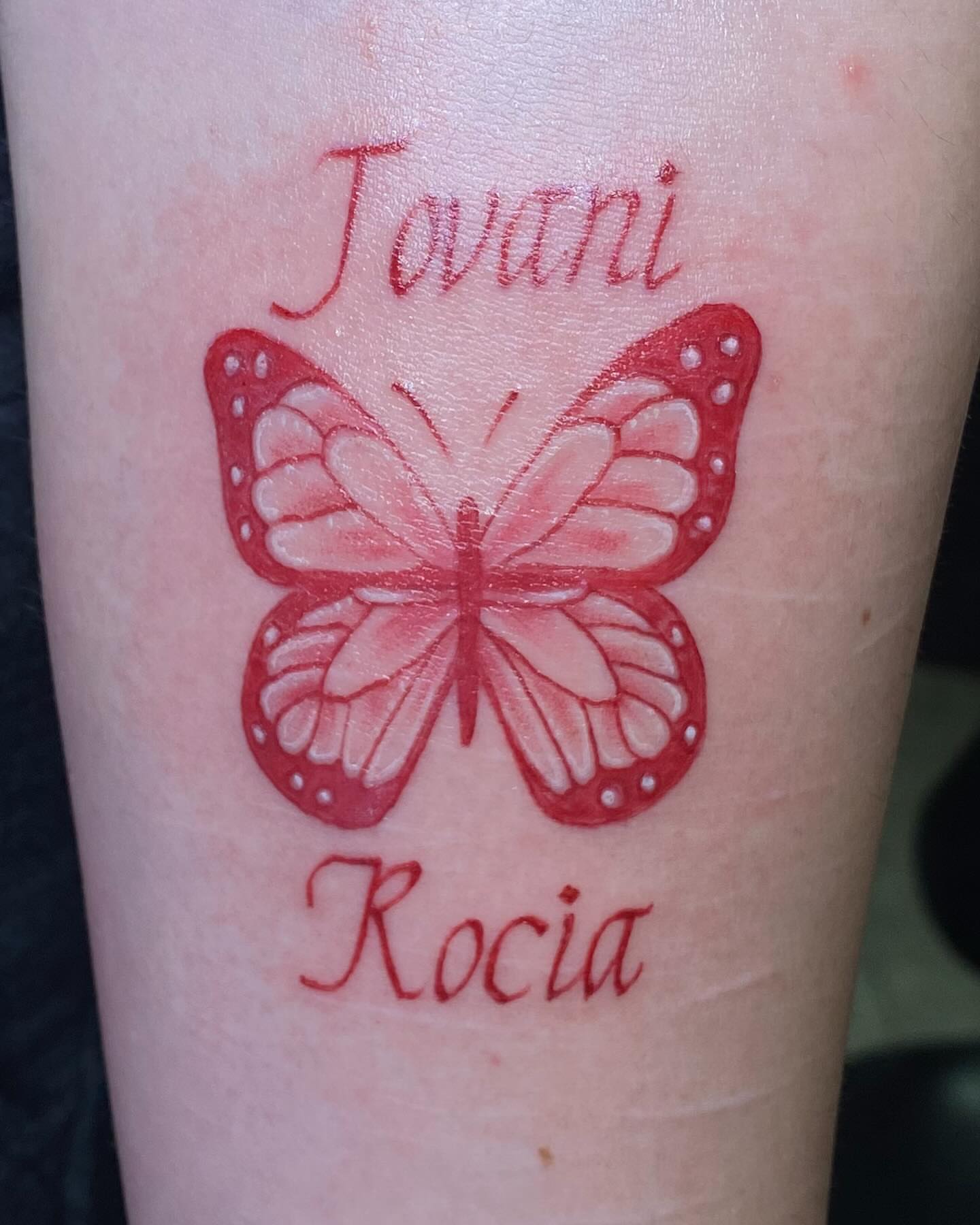 Butterfly dotwork tattoo on the forearm by Victoria Mendez