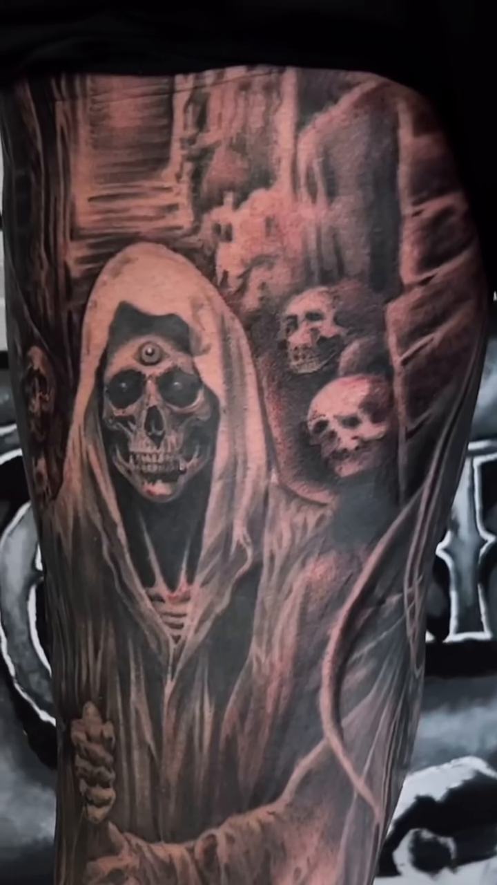 Tattoo by @young_sely — dark_realism, black_and_grey