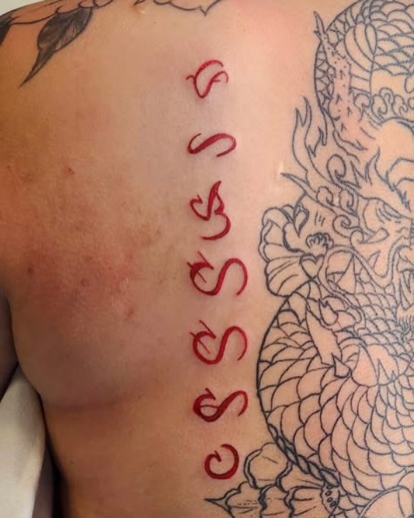 Script lettering lettering script tattoo on the back by Ink by Hailey π