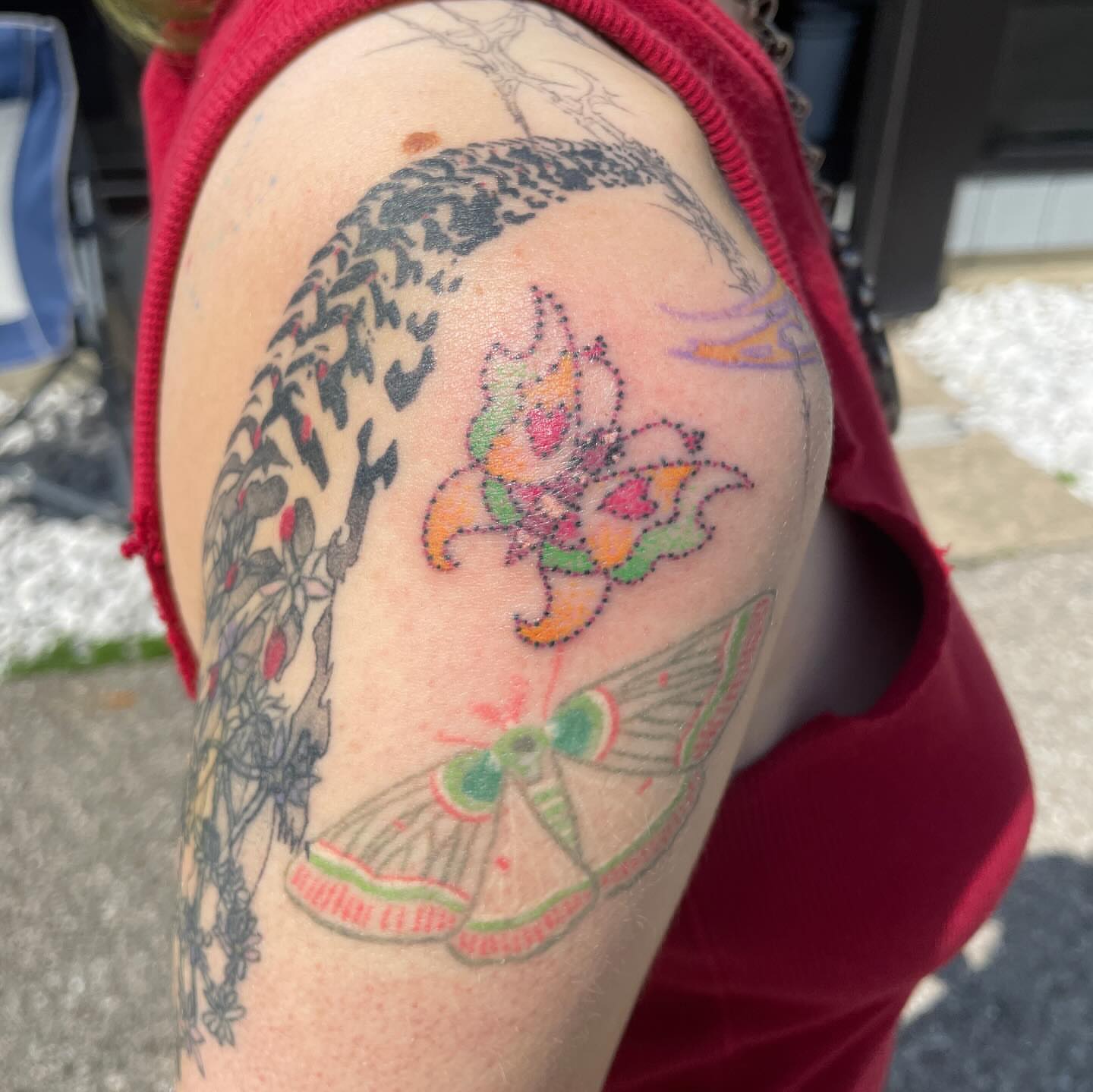 Fairy and flower new school tattoo on the shoulder by 𓉸ྀི lola hoax tattoos𓉸ྀི
