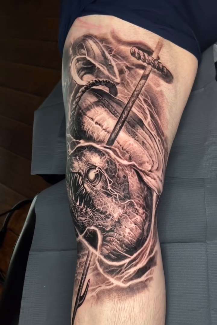 Tattoo by @robbylatos — realism, black_and_grey