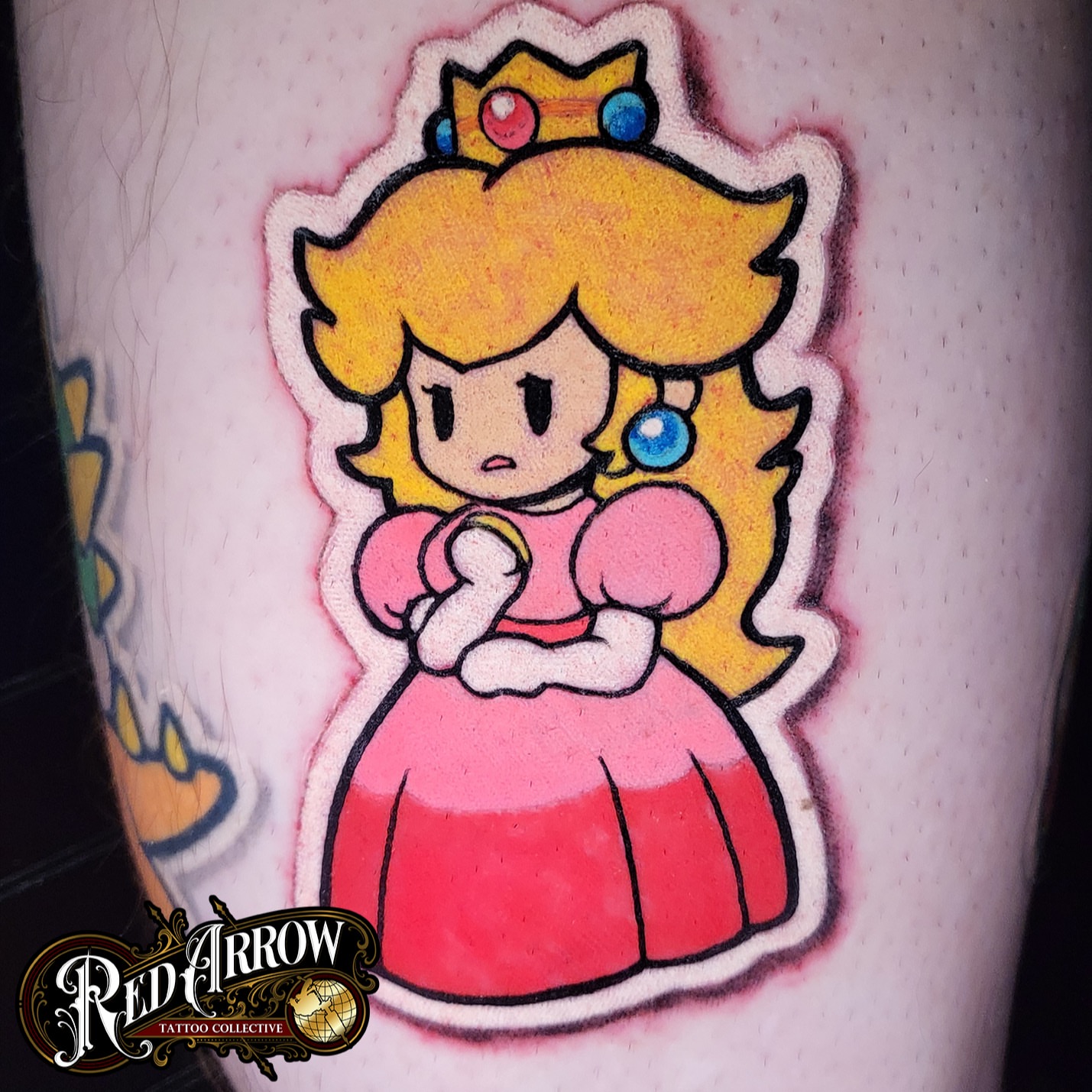 Princess Peach anime tattoo on the forearm by 𝕽𝖊𝖉 𝕬𝖗𝖗𝖔𝖜 𝕿𝖆𝖙𝖙𝖔𝖔 𝕮𝖔𝖑𝖑𝖊𝖈𝖙𝖎𝖛𝖊, Troy, Michigan