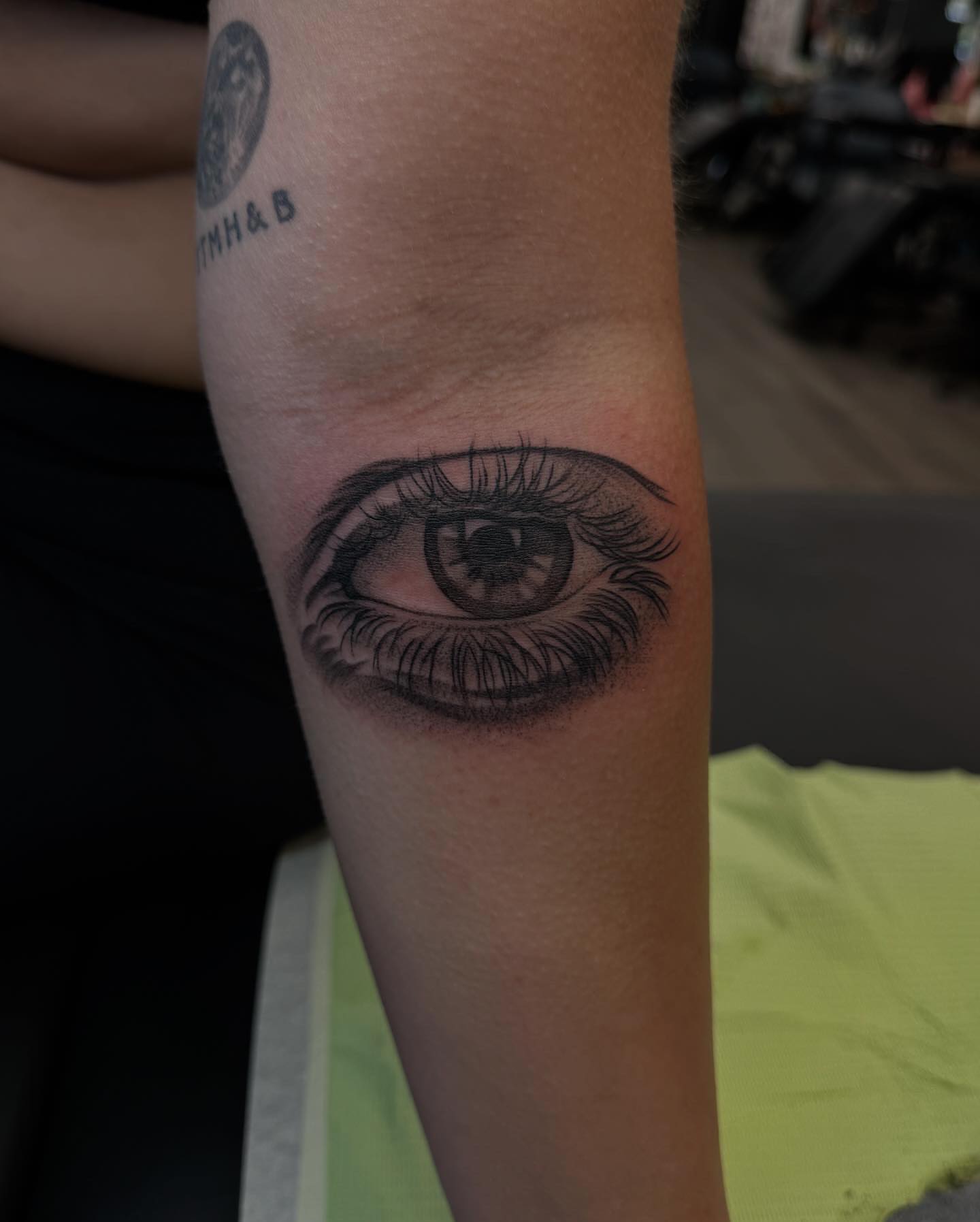Eye realism tattoo on the forearm by Carla V